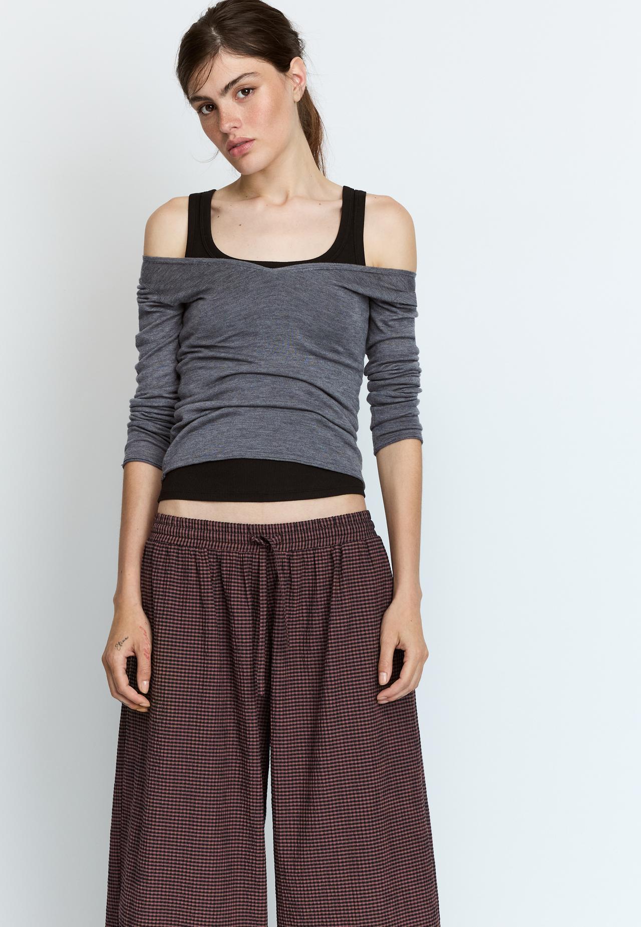 Check balloon trousers — Pale camel