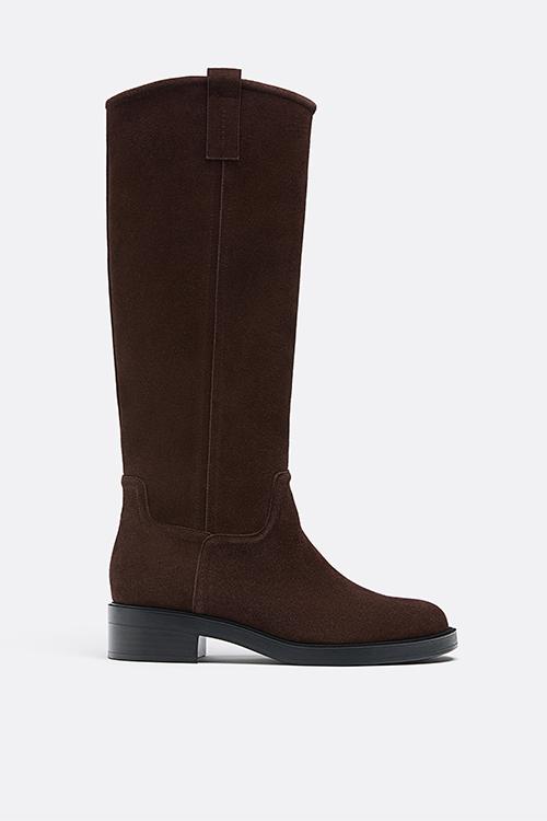 Flat leather equestrian boot