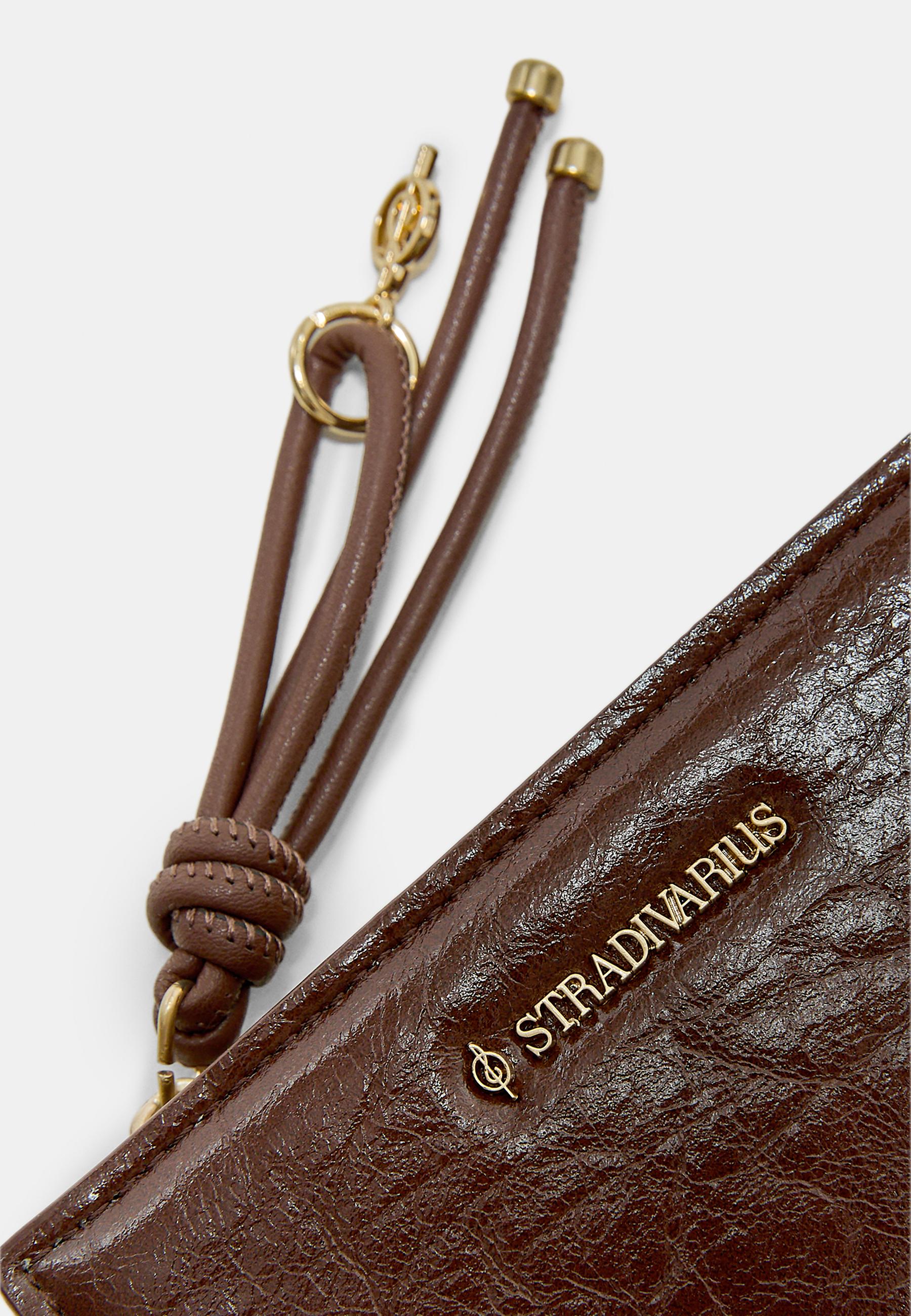 Purse with zip pull detail — Brown