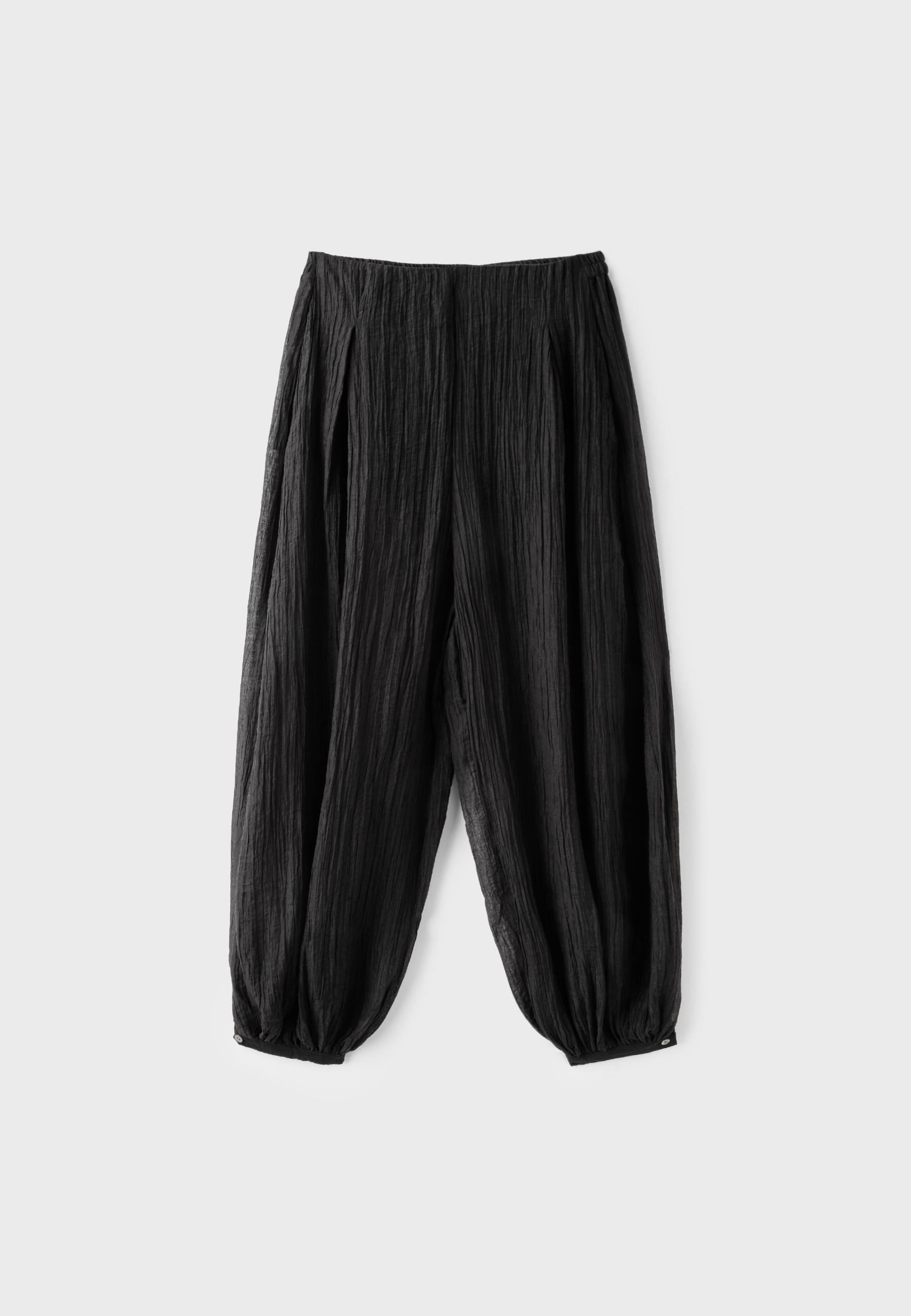Textured sarouel trousers — Black