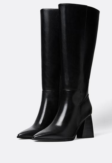 WIDE-LEG. High-heeled boots — BLACK  2