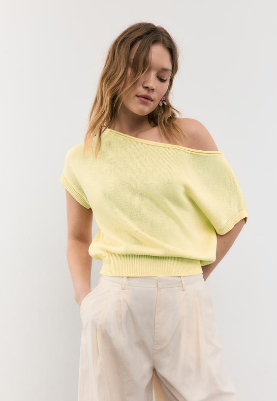 Рустик Плетен Топ С Деколте Тип Лодка