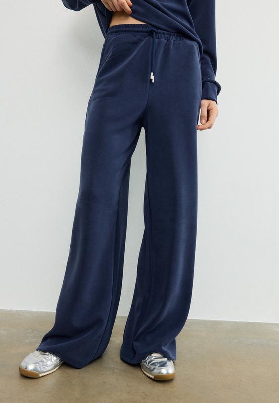 yumusak dokulu palazzo jogger pantolon