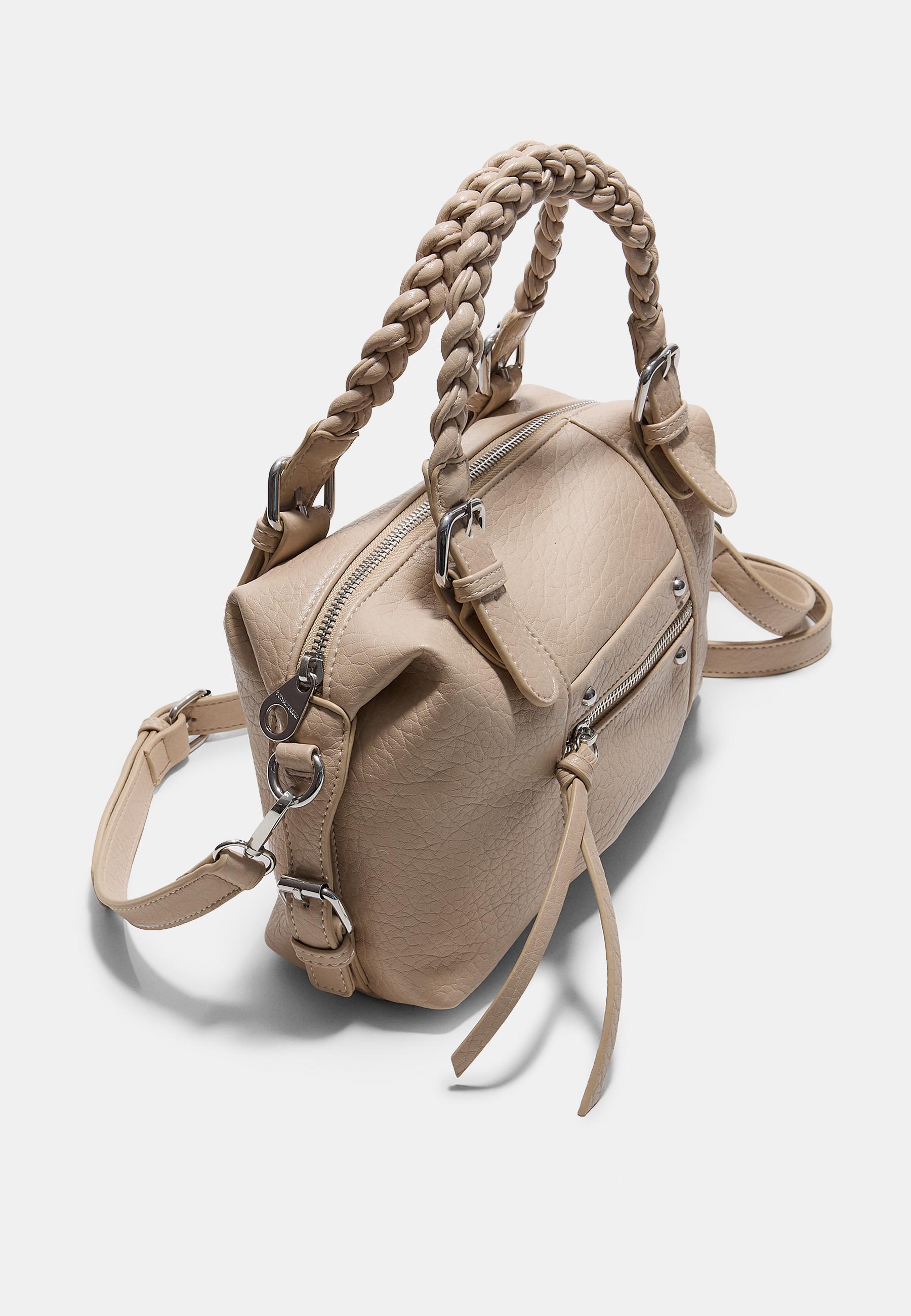 Braided handle bowling bag — Ecru