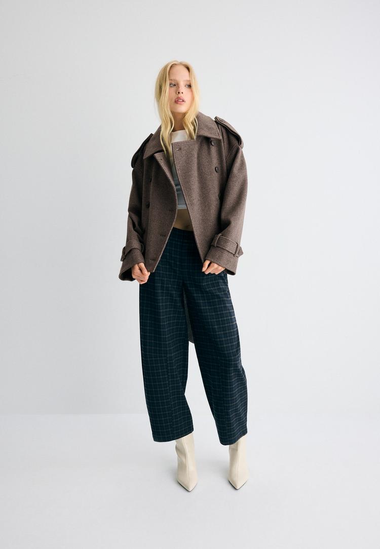 yumusak dokulu oversize trenckot
