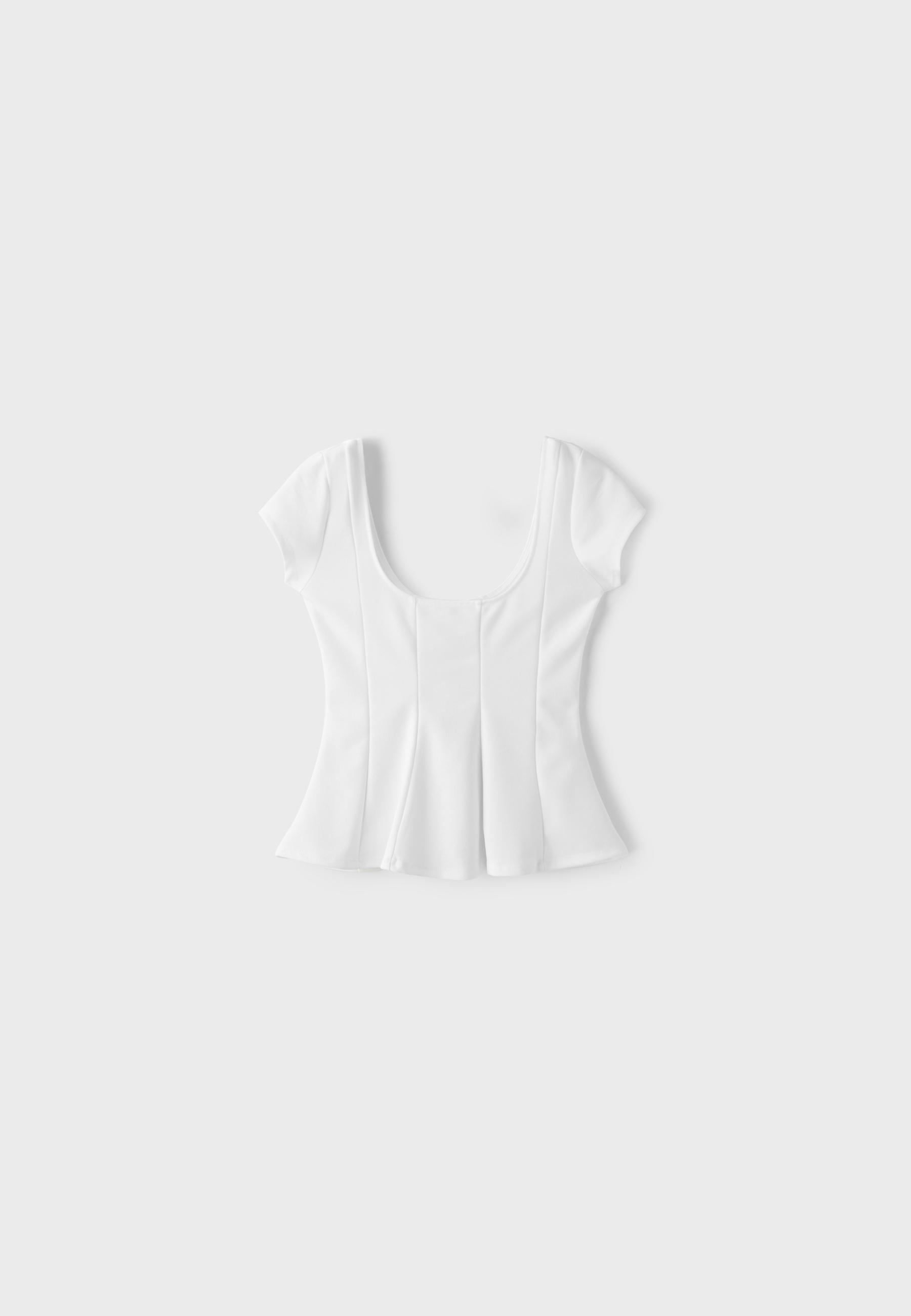 Peplum mini sleeve top — Ecru