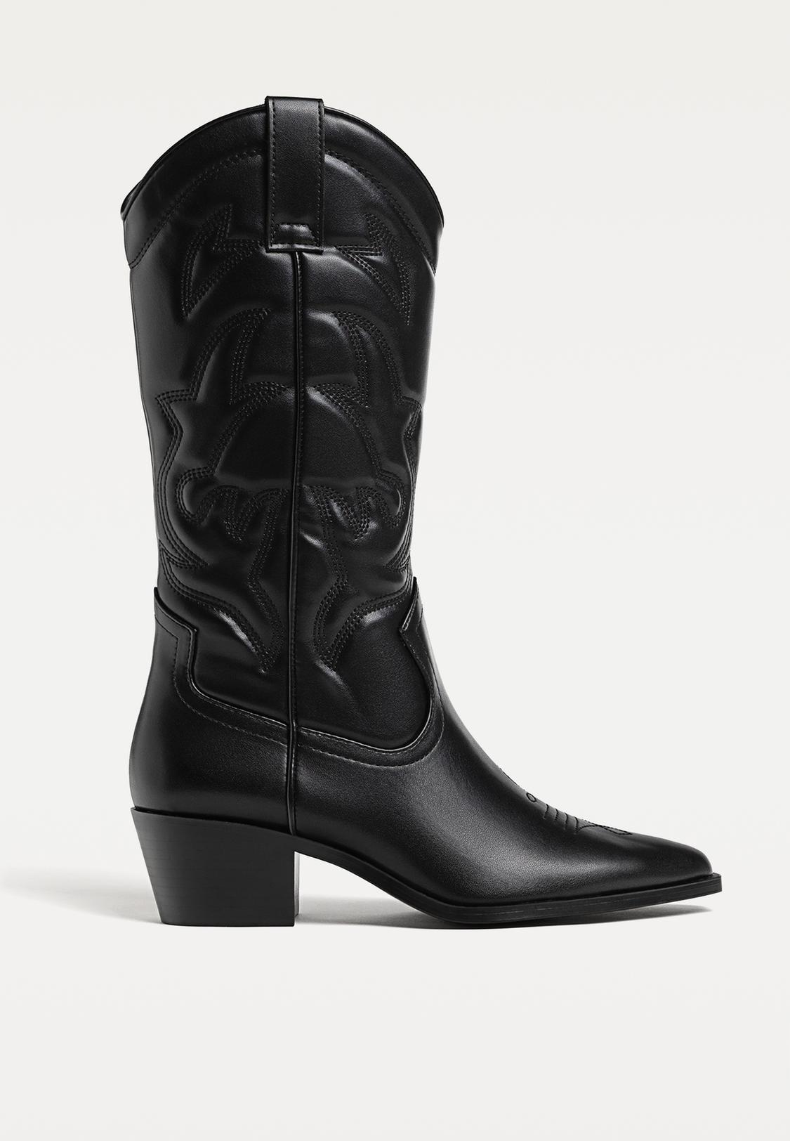 Botas Moteras Stradivarius Botas Negras Estilo Cowboy Botas Cowboy