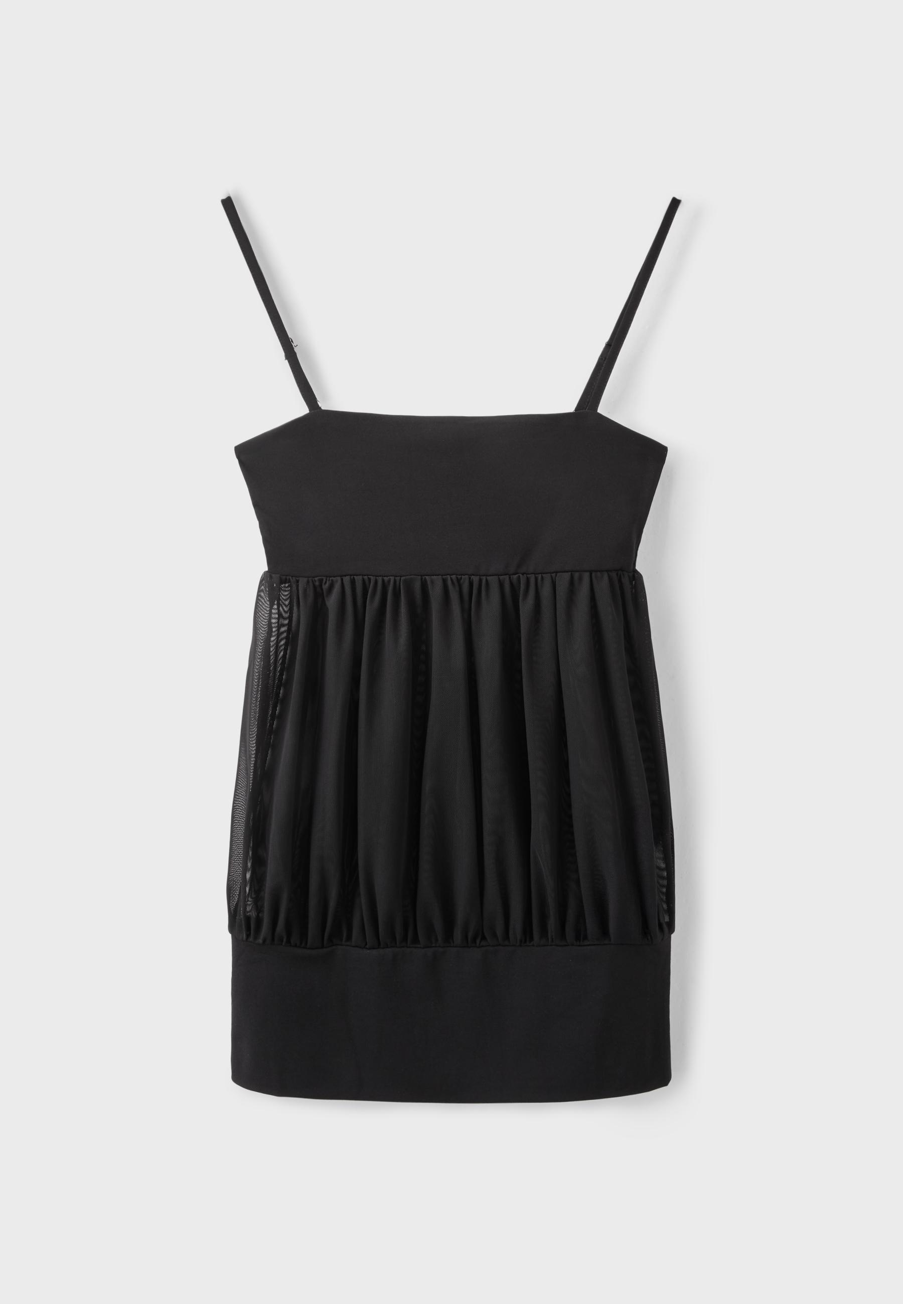 Fitted mesh balloon top — Black