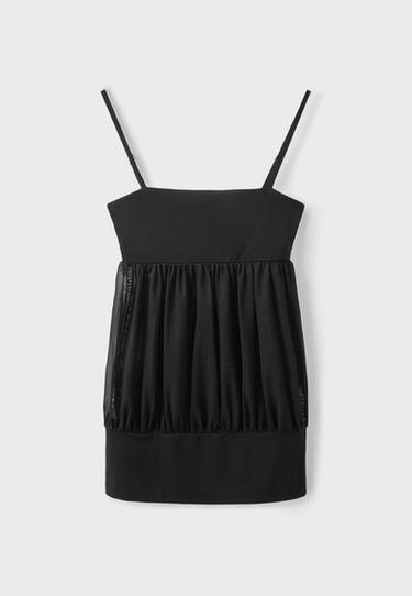 Fitted mesh balloon top — Black 7