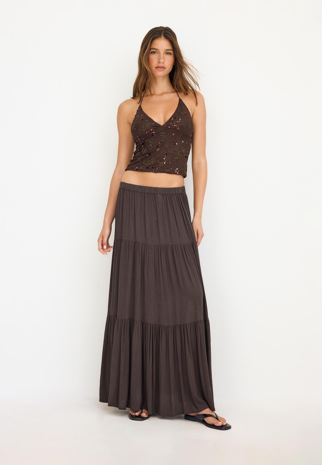 Boho midi skirt — Brown