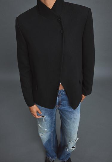 Asymmetric cloth blazer — Black 4