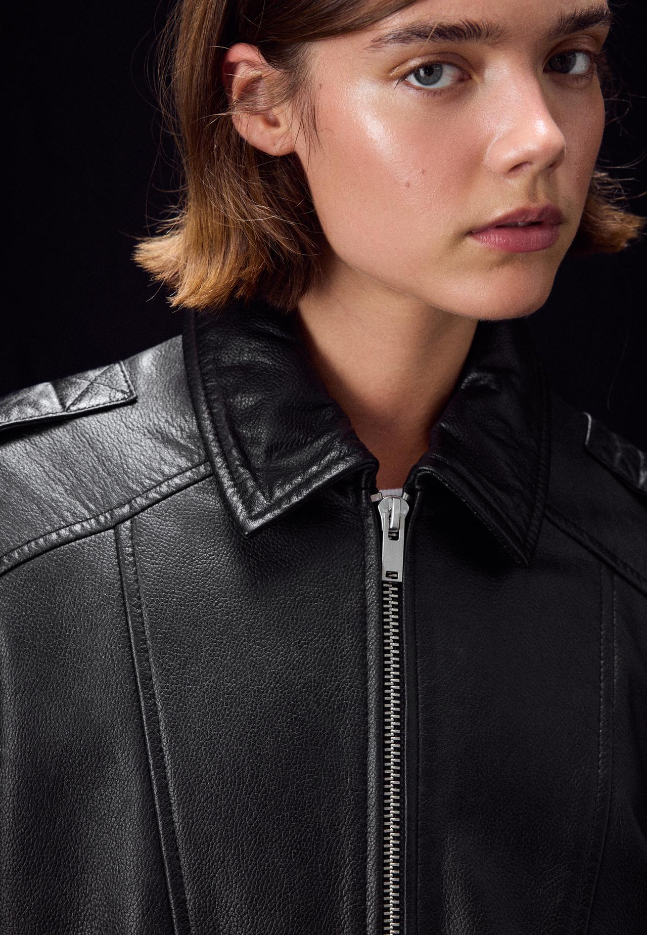 Oversize leather jacket — Black