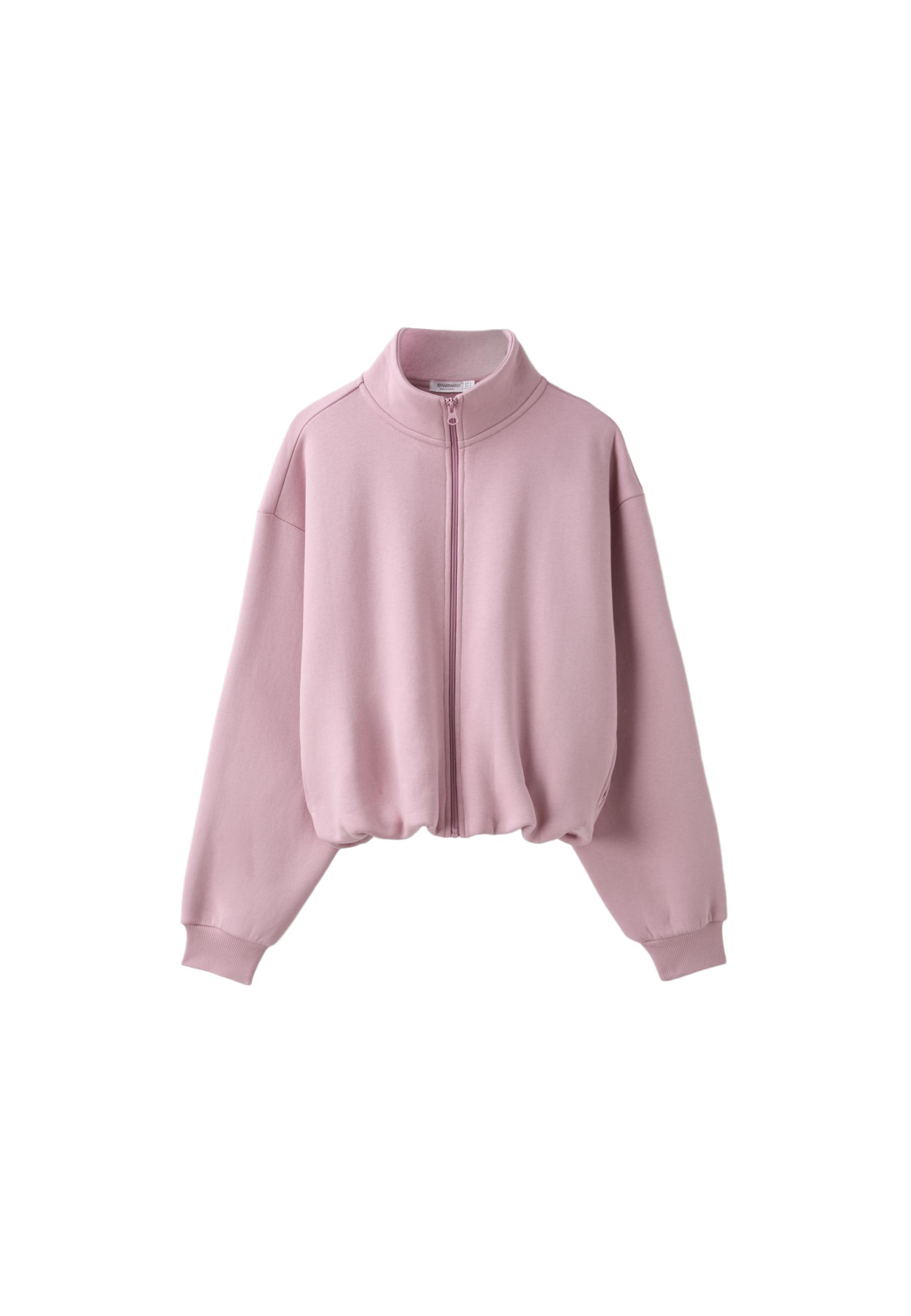 High neck cropped sweatshirt — Dusty rose