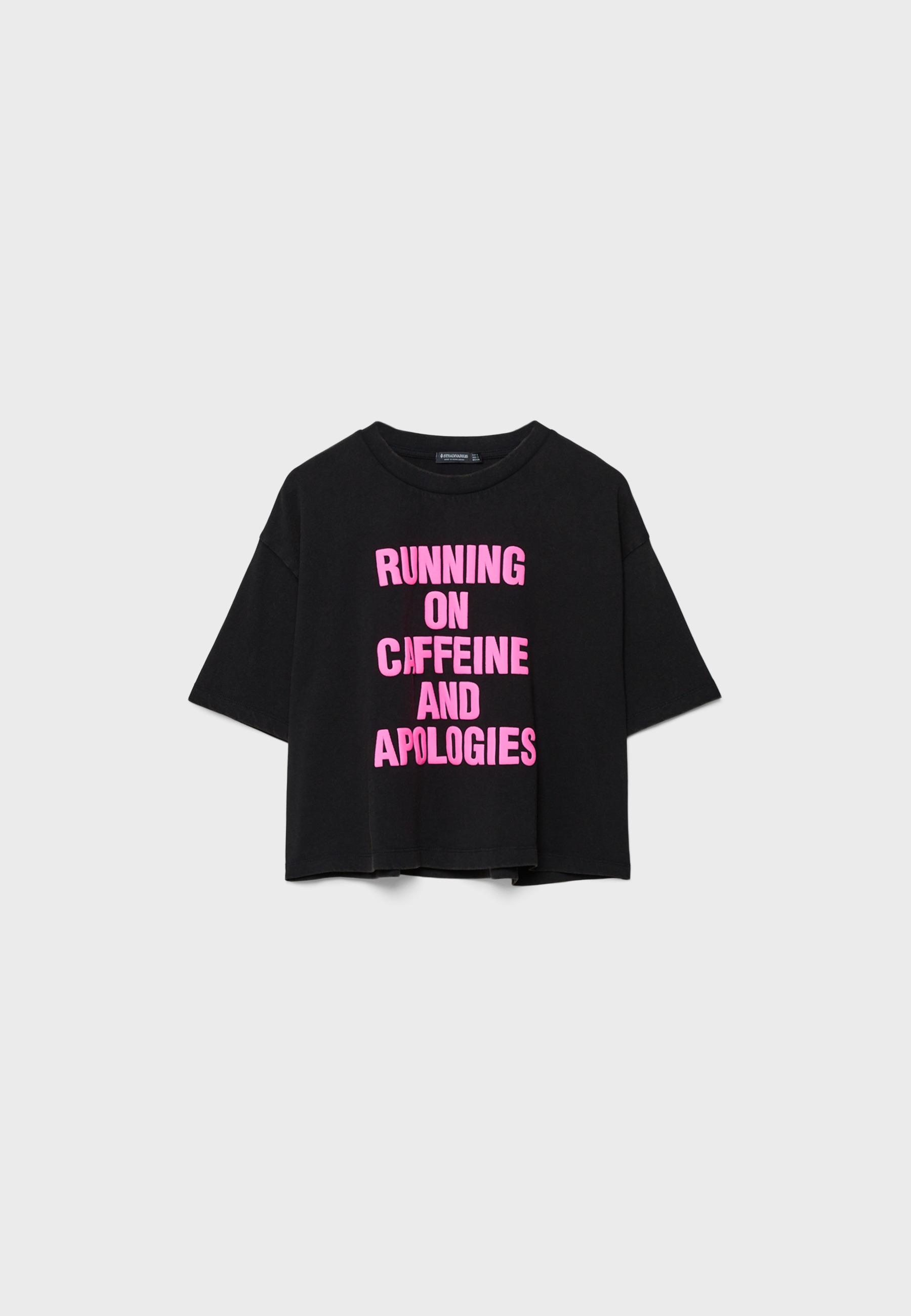 Caffeine cropped T-shirt — Black