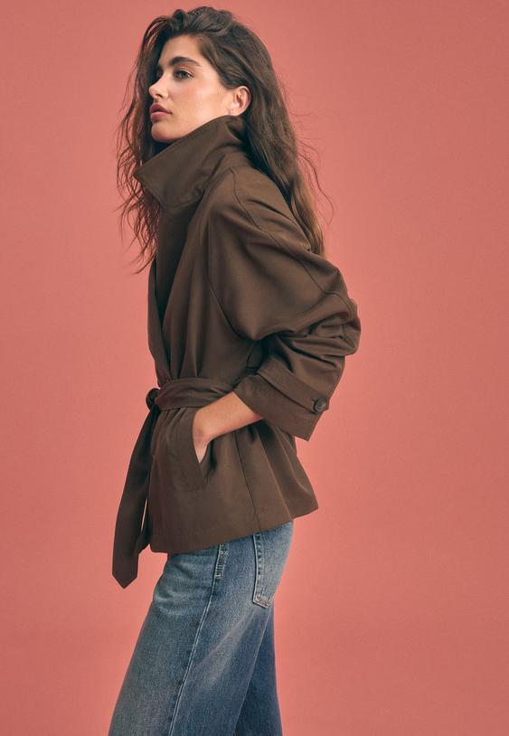 short flowing trench coat with belt