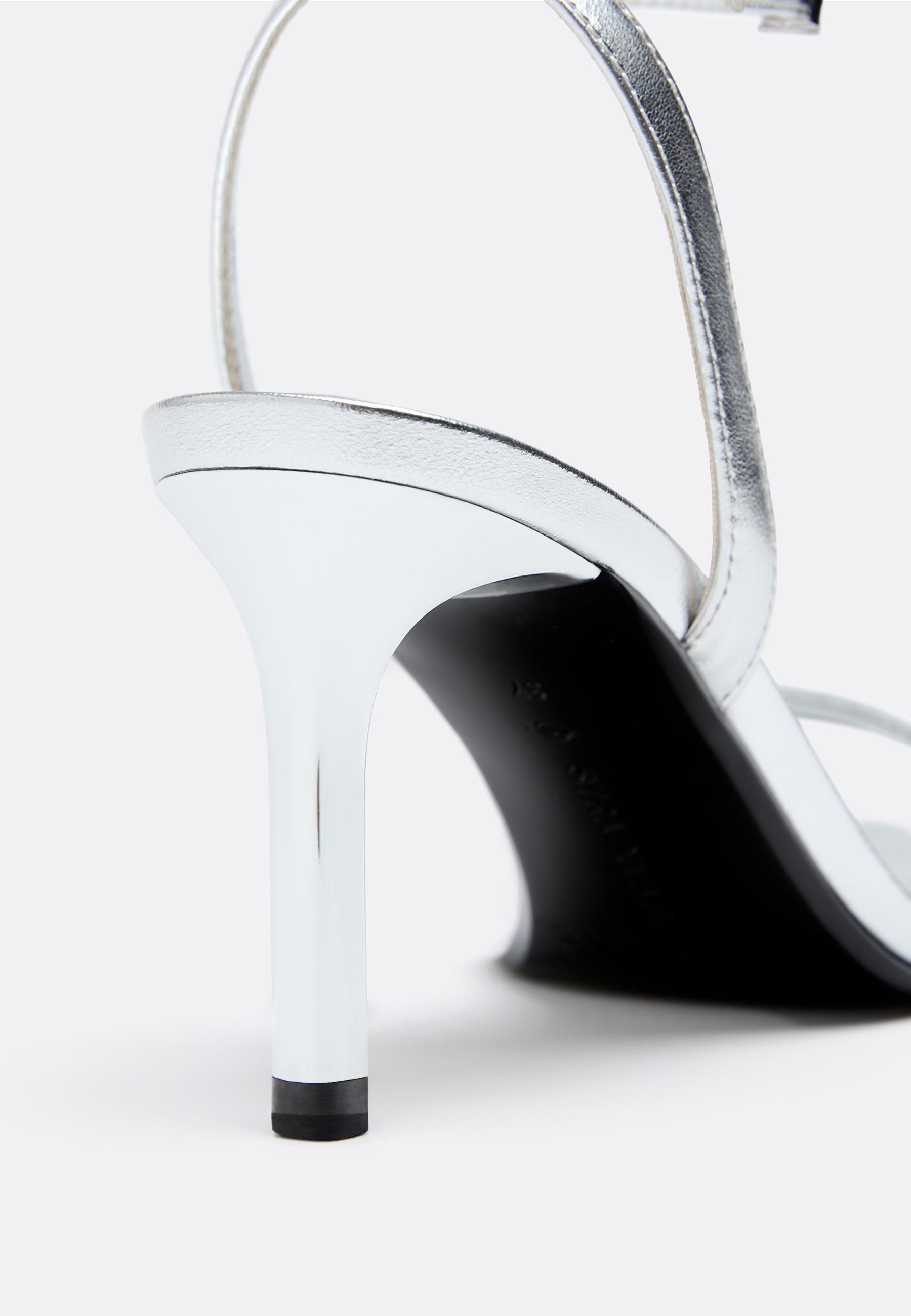 Metallic effect heeled sandals — SILVER