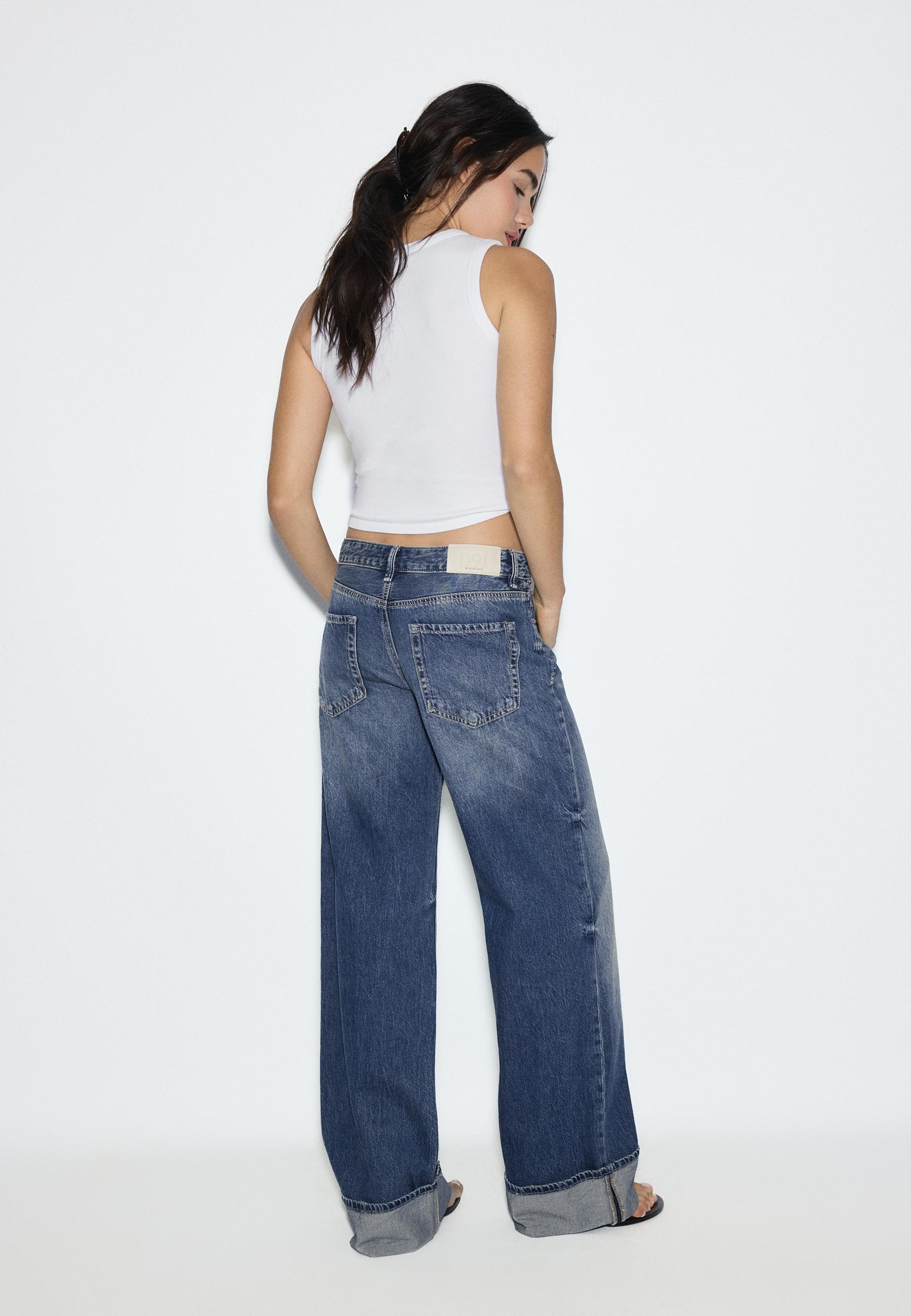 D91 düşük bel geniş paça jean - Görsel 7