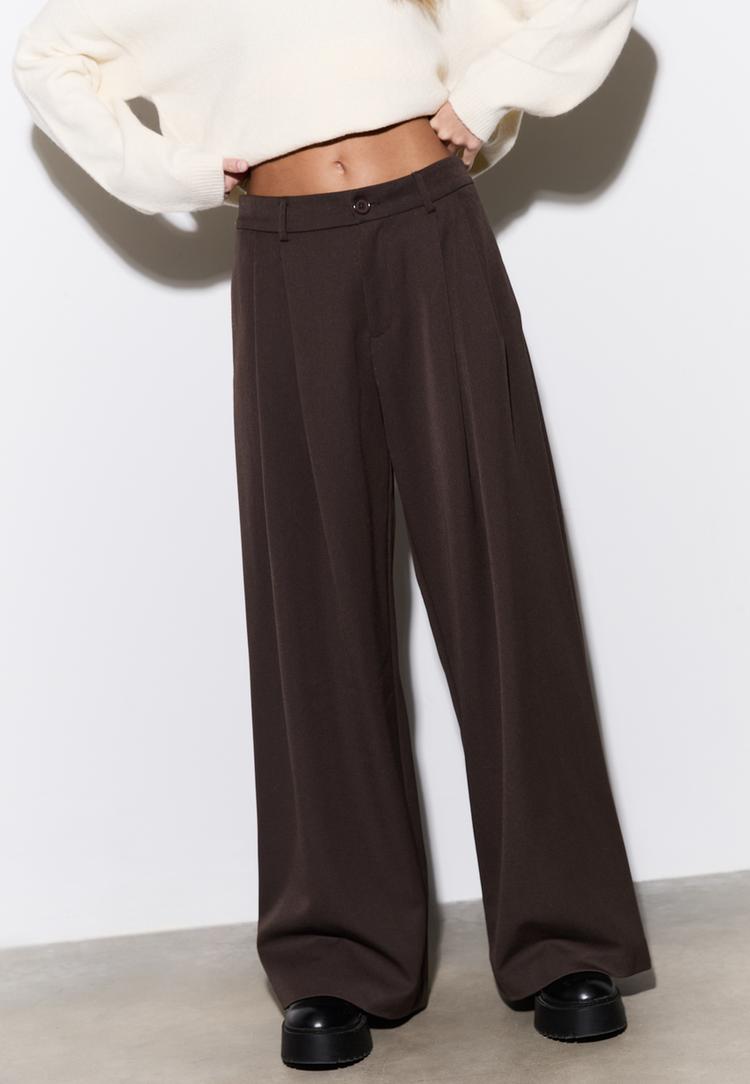 pantalon vestir wide leg pinzas