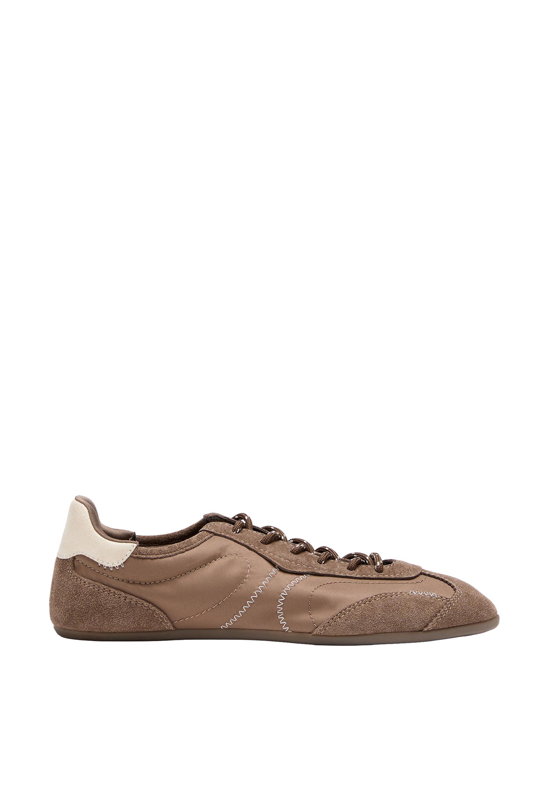 Lace-up leather detail sneakerinas — BROWN