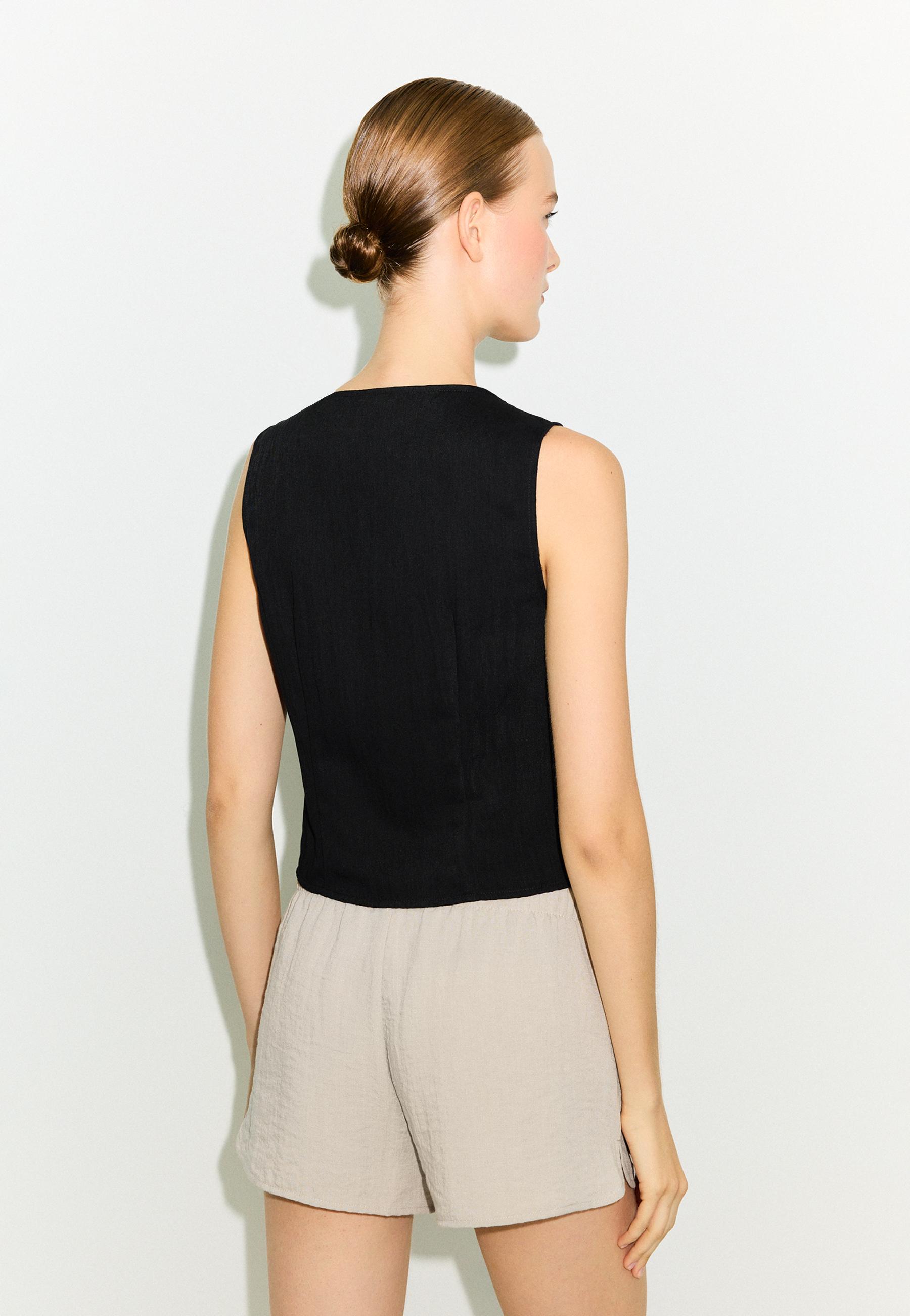 Regular buttoned waistcoat — Black (alternate view)