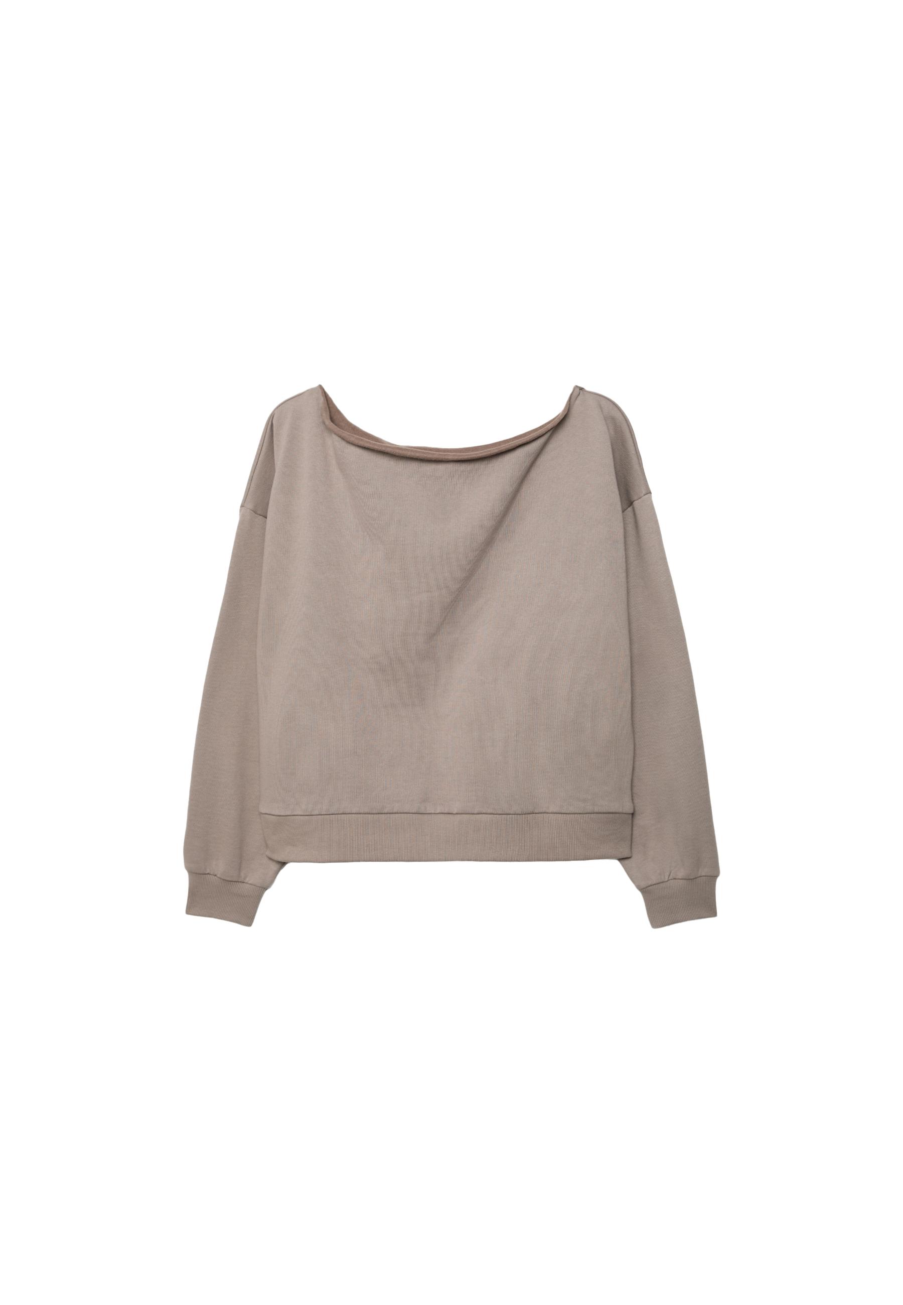 Basic off-the-shoulder sweatshirt — Beige