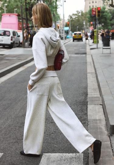 Folded-waist barrel jogger trousers — Grey melange 5