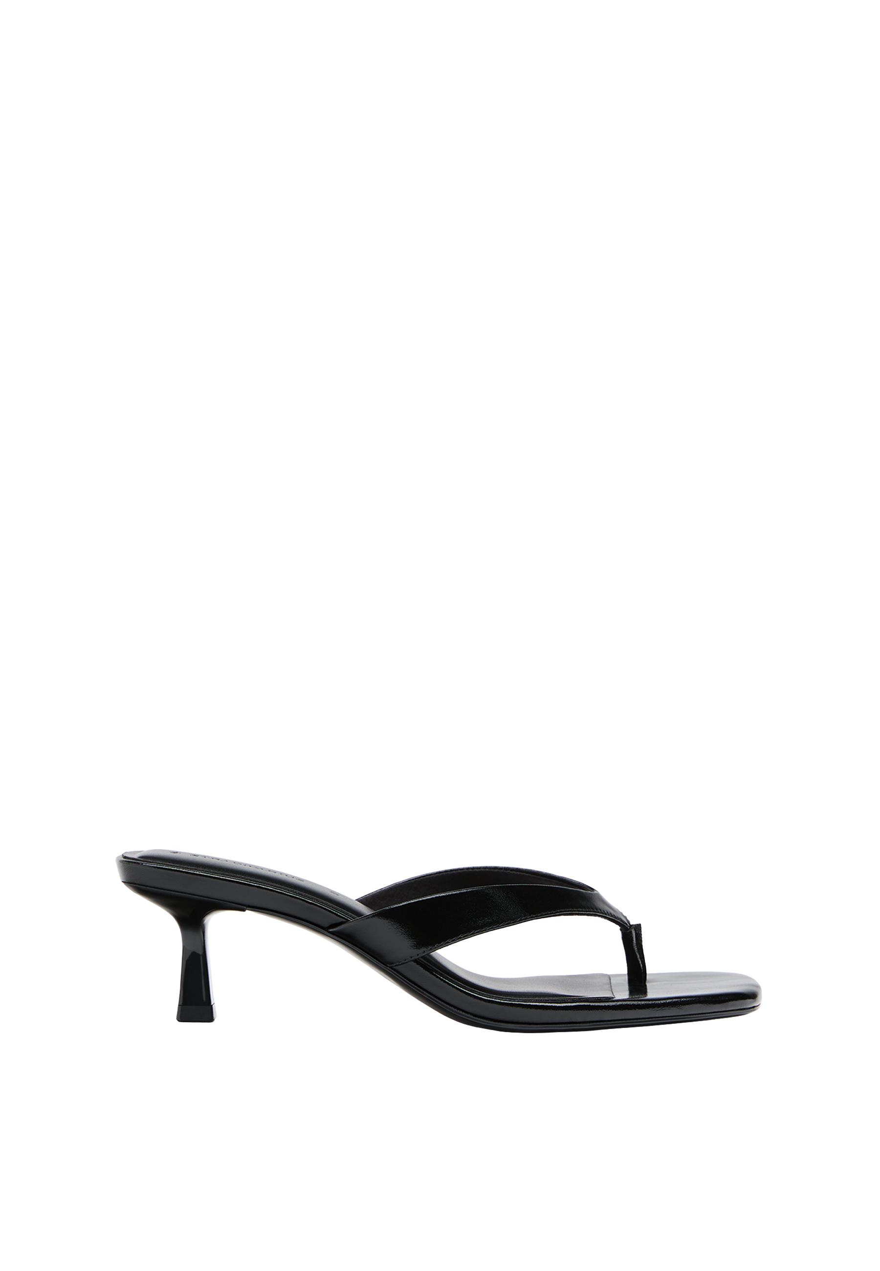 Thong heeled sandals — BLACK 