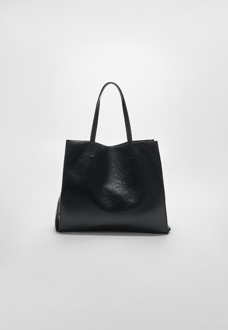 bolso shopper efecto piel reversible