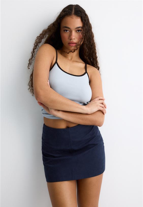 Suni süet mini şort etek - Görsel 4