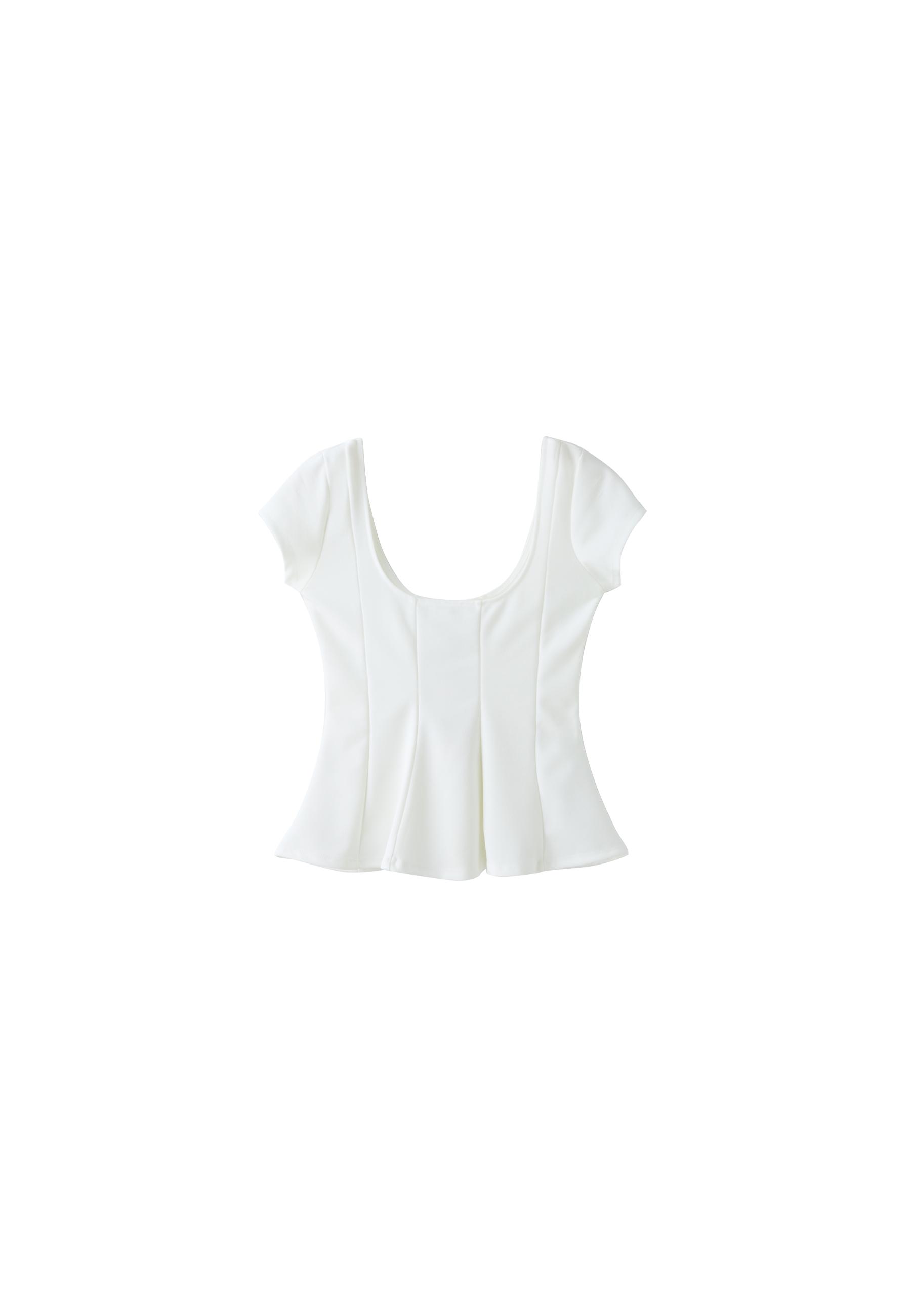 Peplum mini sleeve top — Ecru