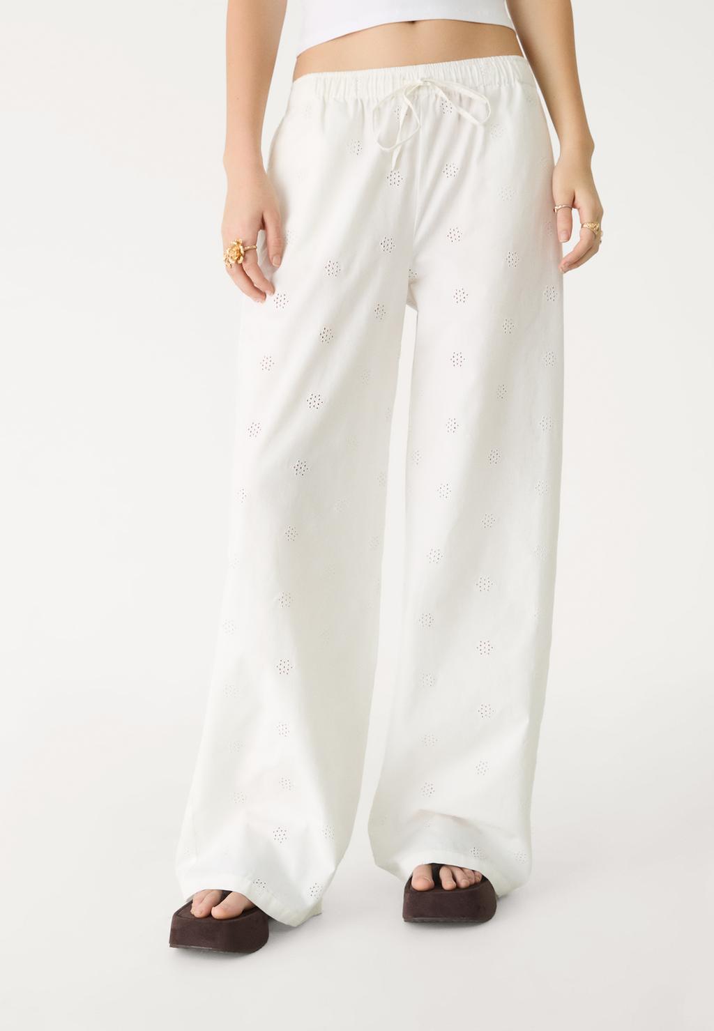 Pantalon fluide brodé