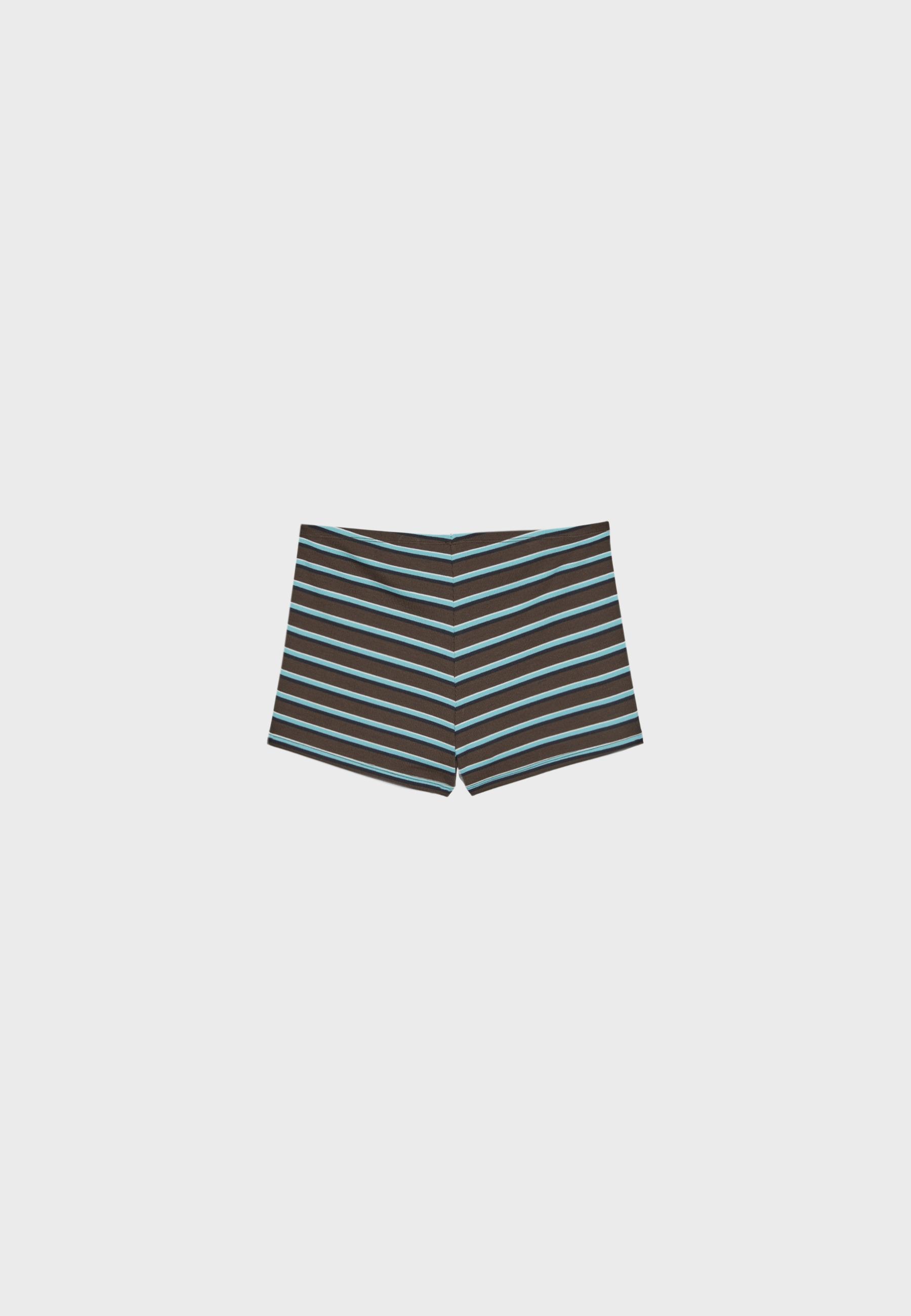 Ribbed striped mini shorts — Brown