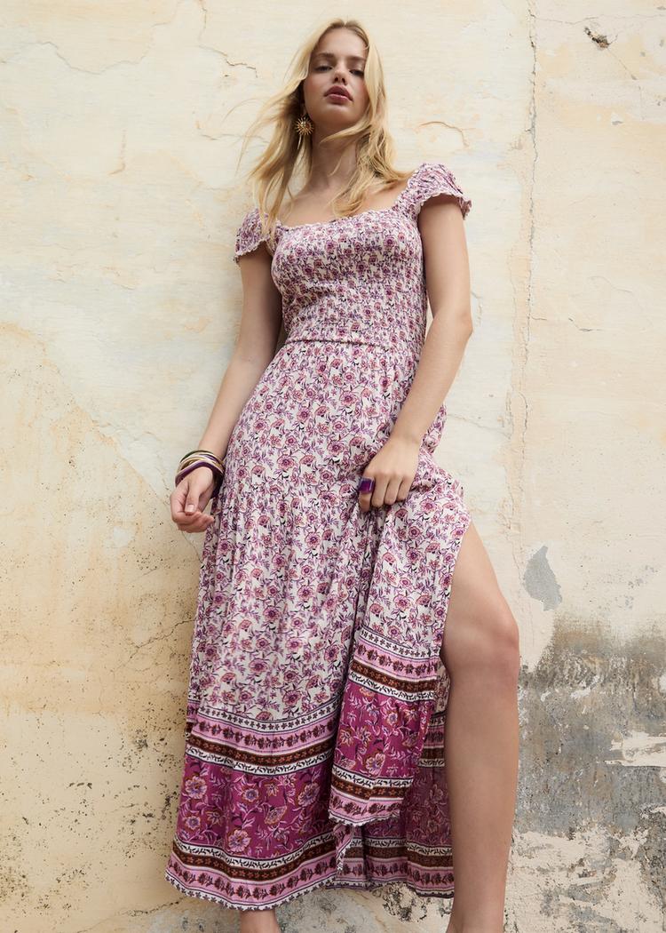 vestido largo fluido estampado
