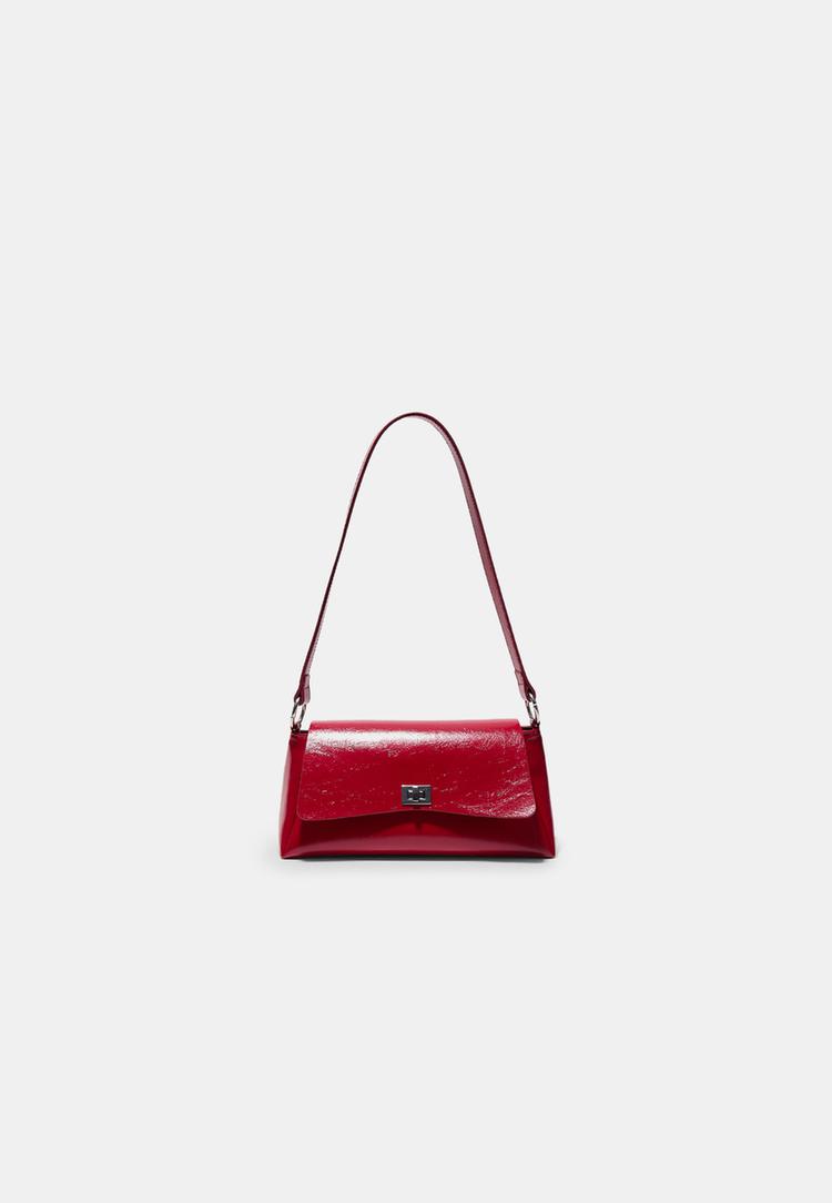 Stradivarius Μίνι Ορθογώνια Τσάντα Με Μεγάλο Καπάκι Κόκκινο Os