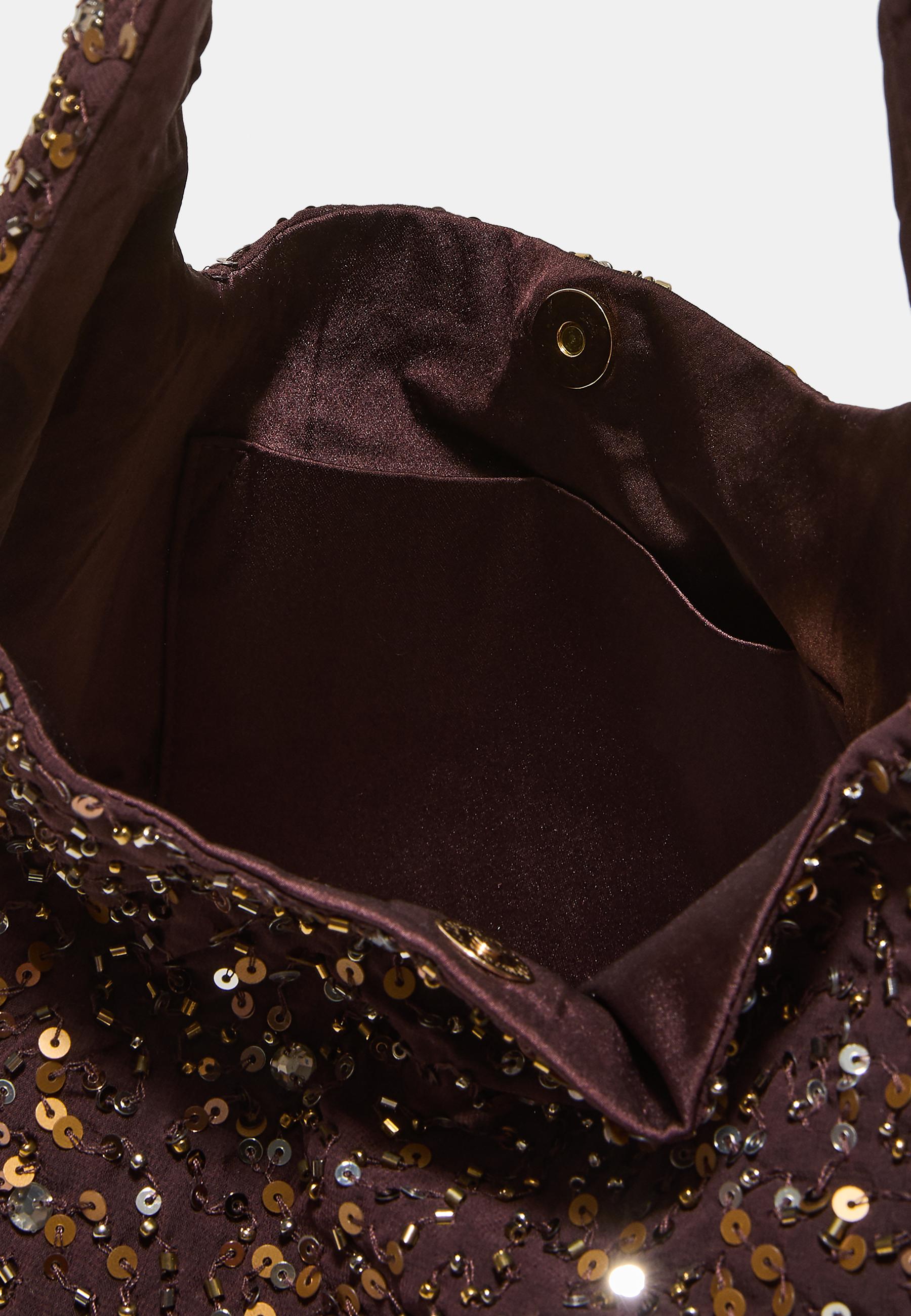 Sequinned shoulder bag — Brown