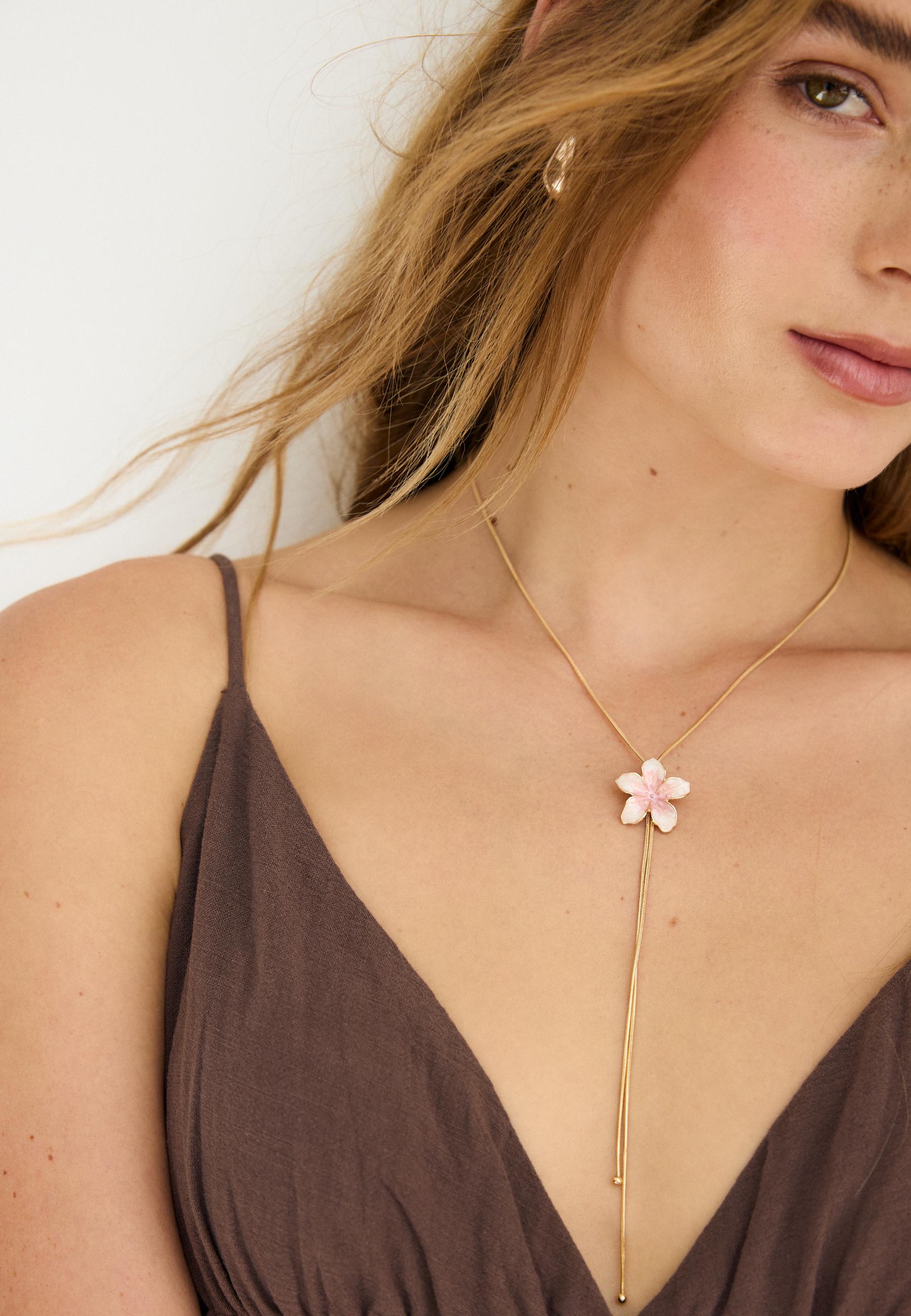 Set of 3 enamel flower necklaces — Gold