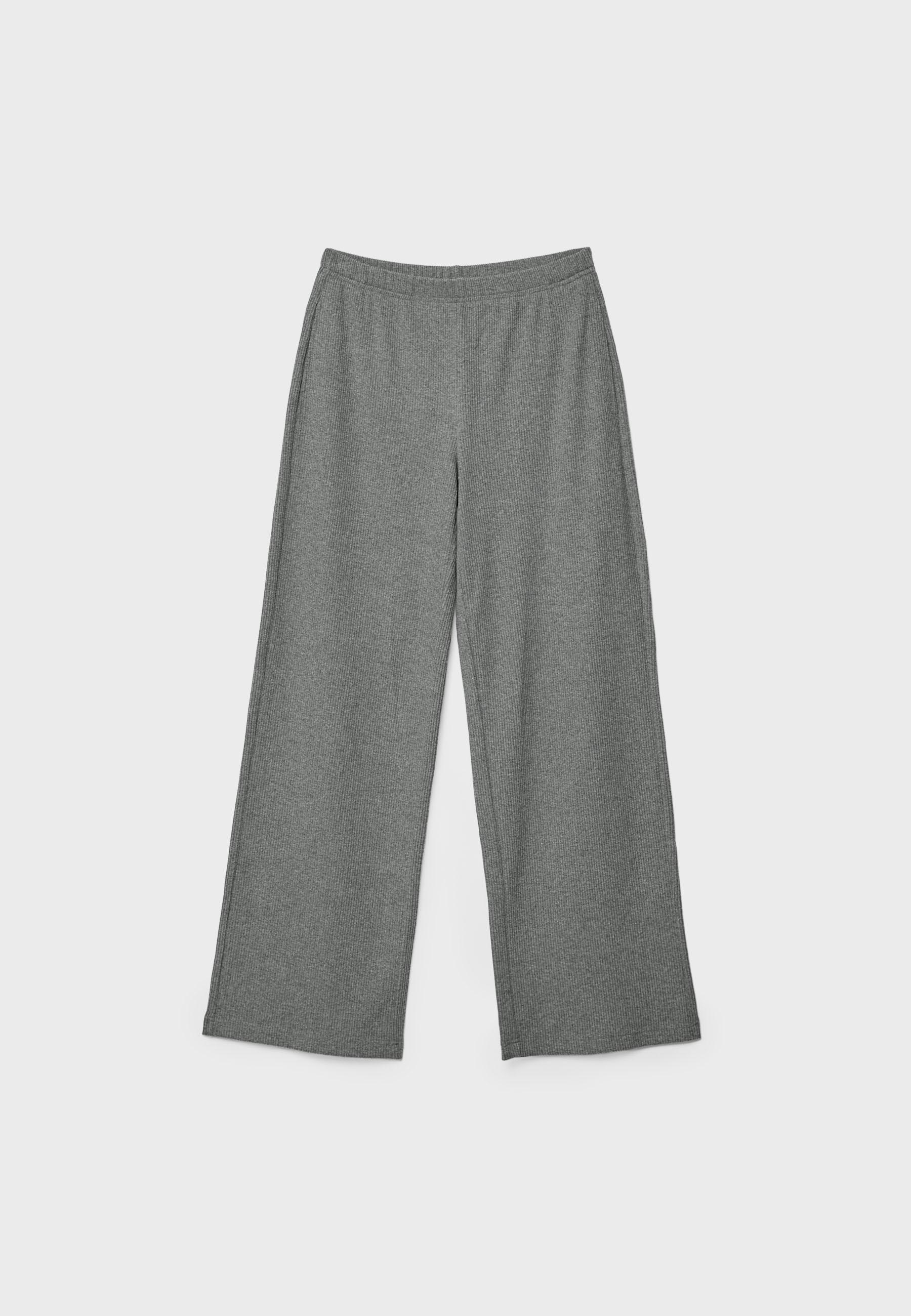 Long knit trousers — Dark grey