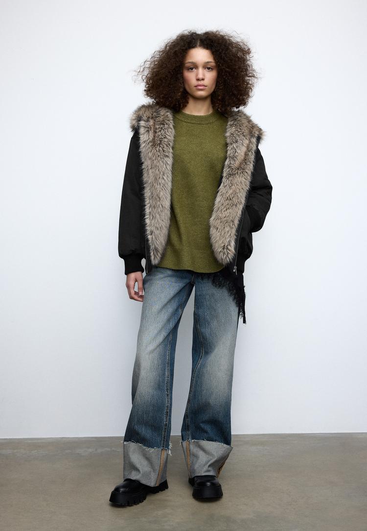 blouson bomber matelass%C3%A9 %C3%A0 capuche fausse