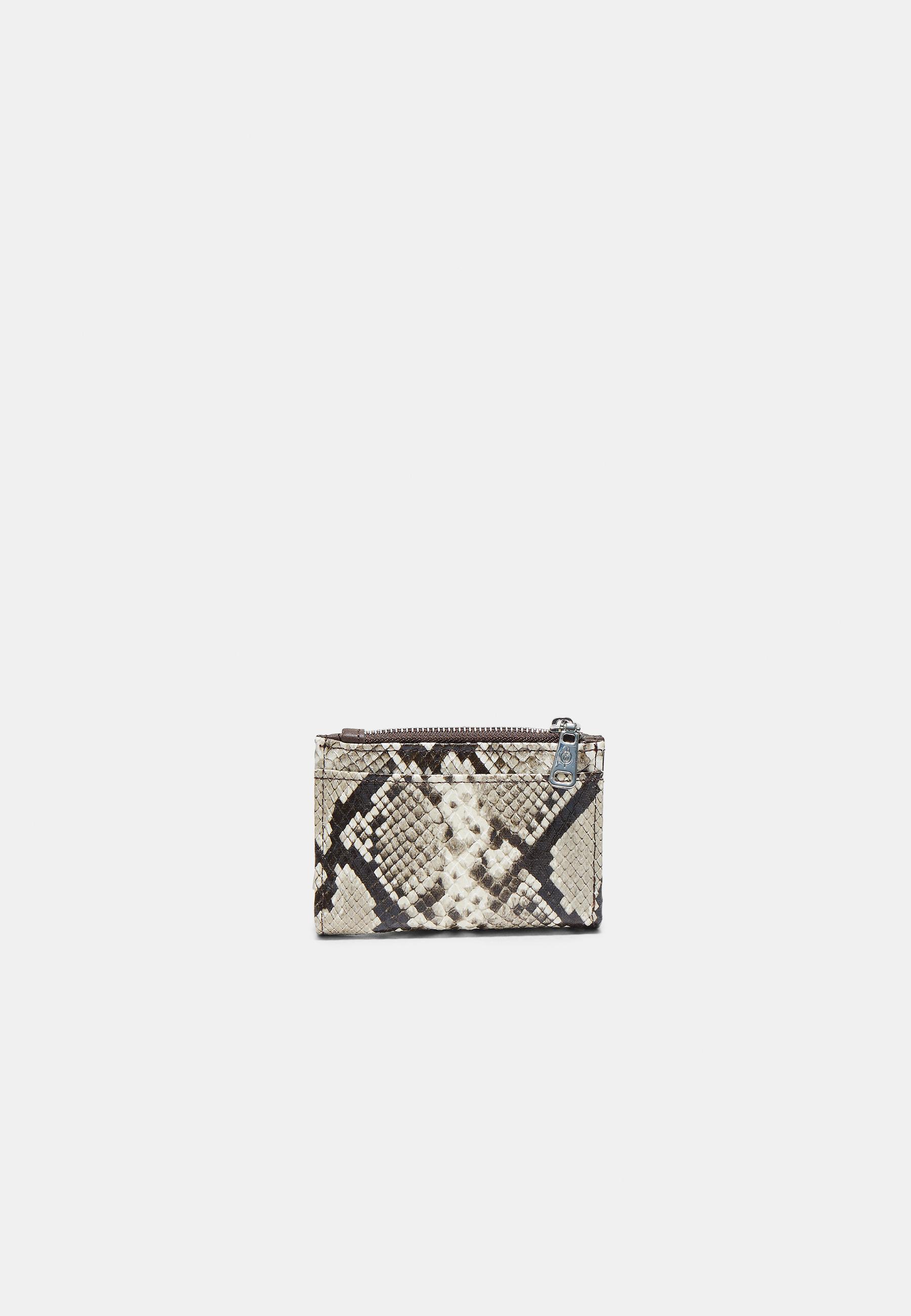 Snakeskin print card holder purse — Stone