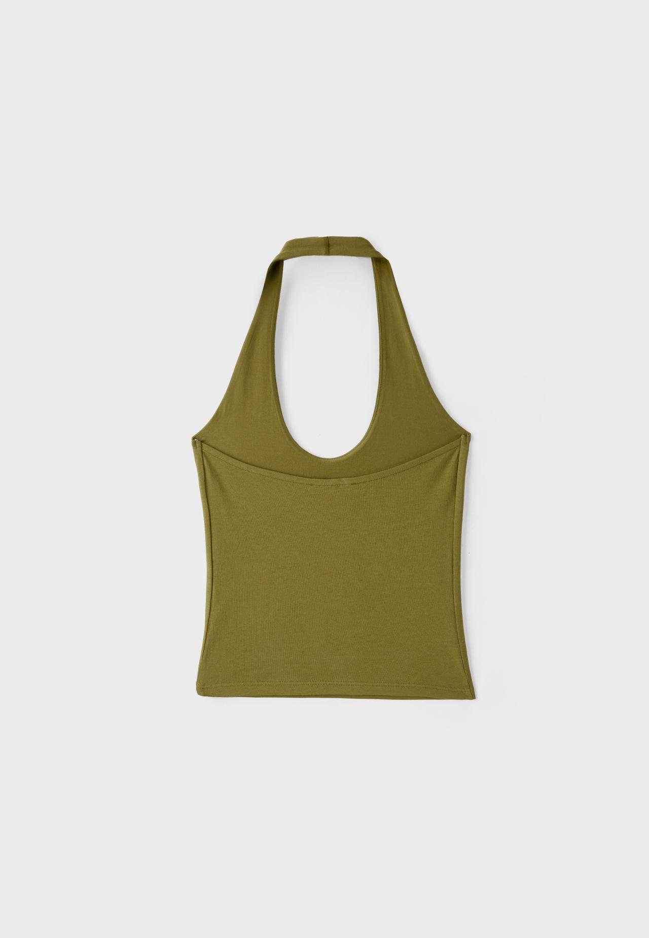 Basic halter top — Olive green