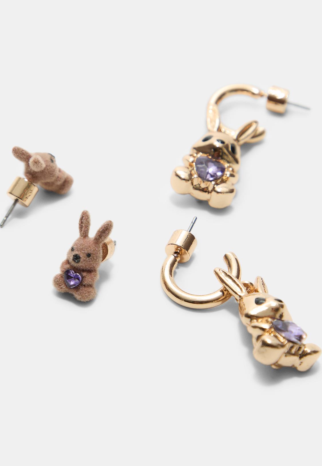 Set of pairs of bunny earrings - Main Image