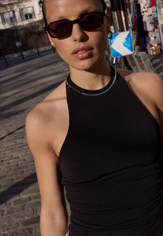 Stradivarius Halterneck Bodysuit Black Xl