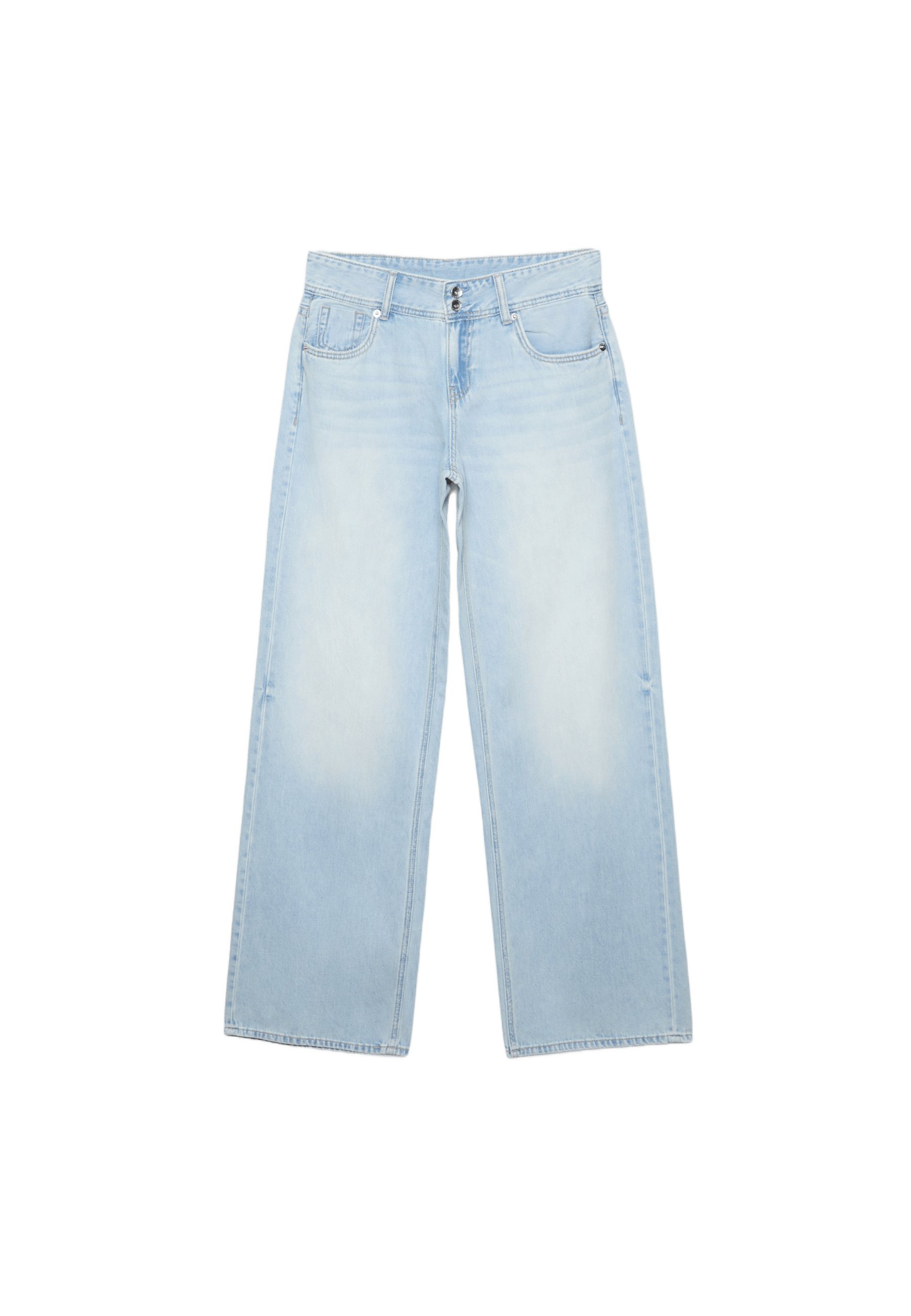 Low-rise double-button jeans — MEDIUM LIGHT BLUE DENIM