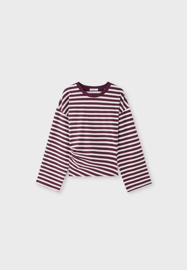 Striped long sleeve Japanese-style top — Dark purple 7