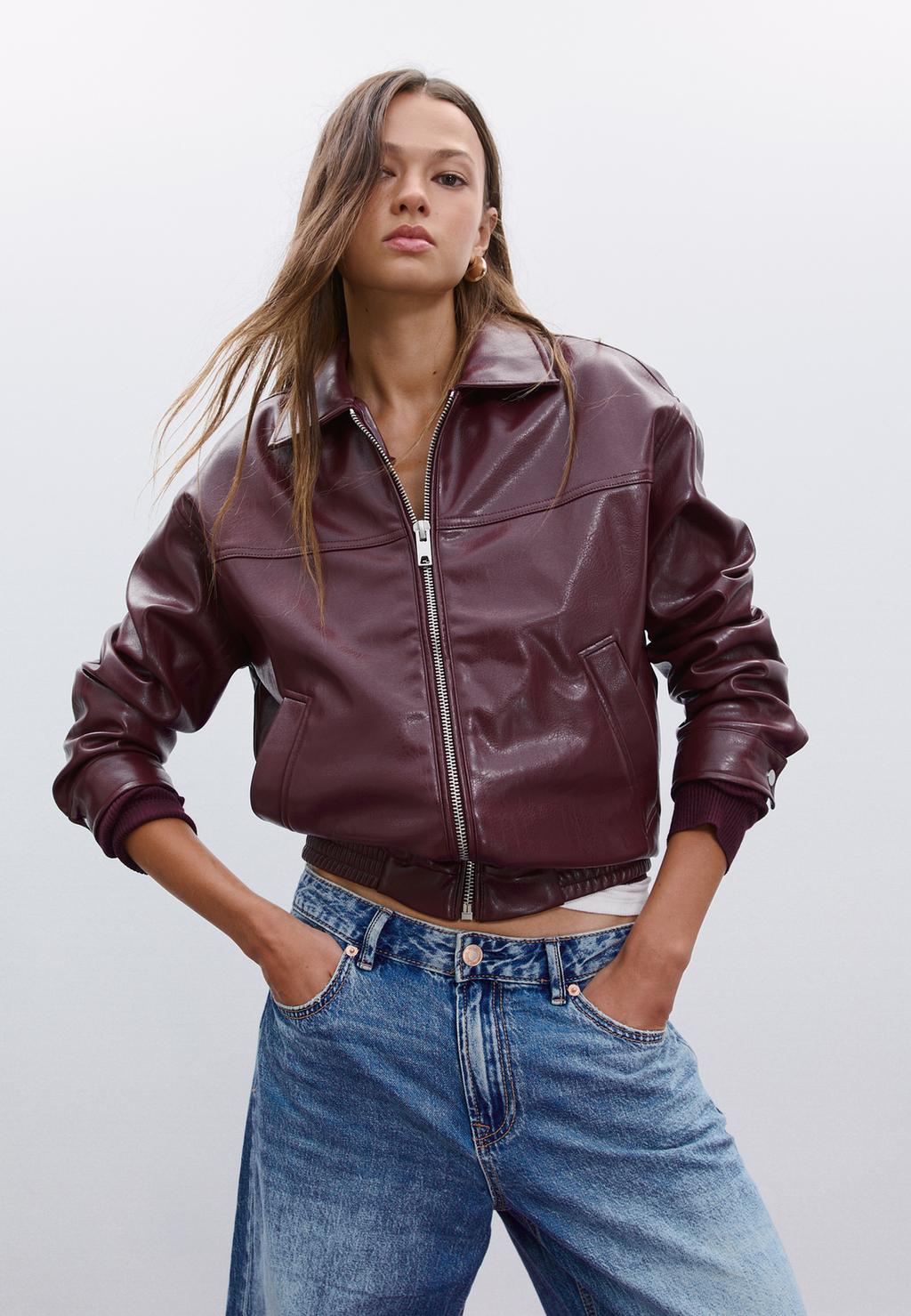 Oversize-Blouson aus Kunstleder