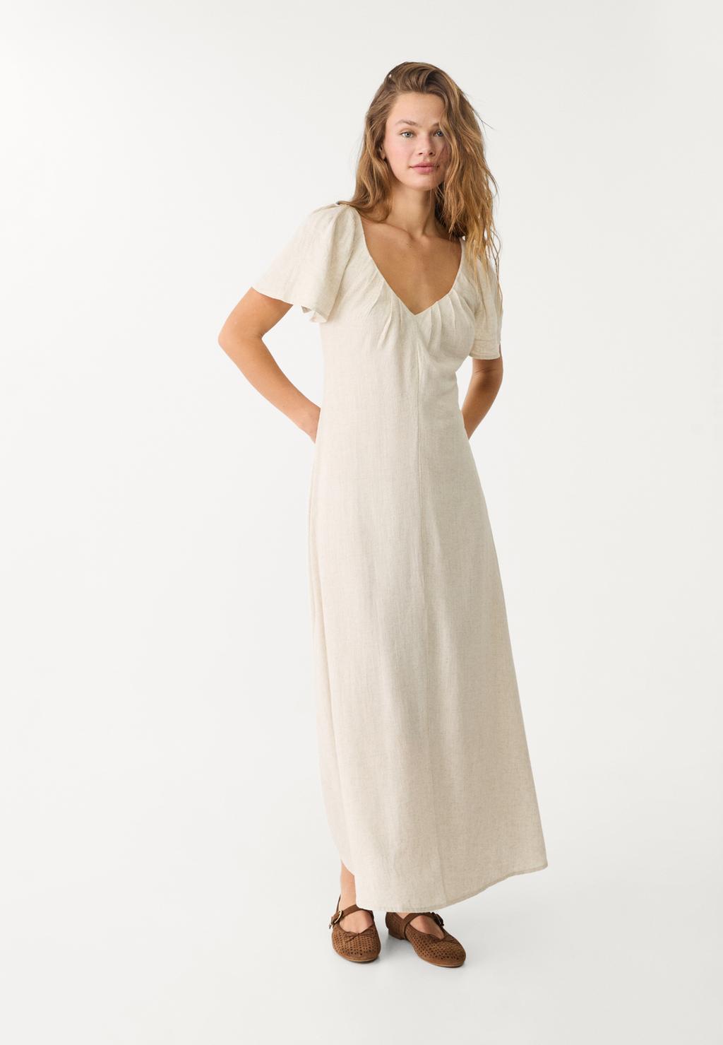 Flowing linen blend midi dress