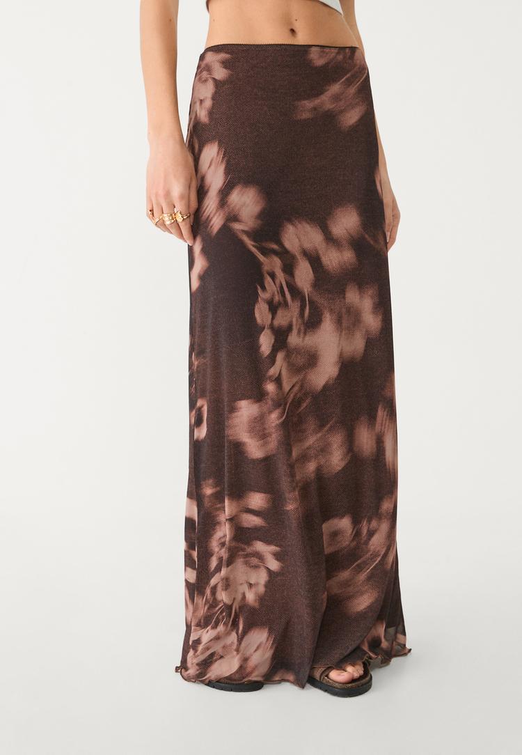 falda midi tul estampado