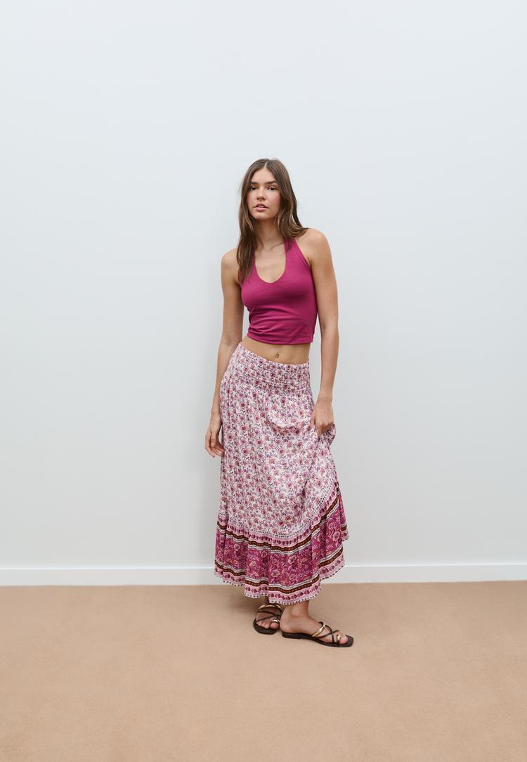 long printed skirt