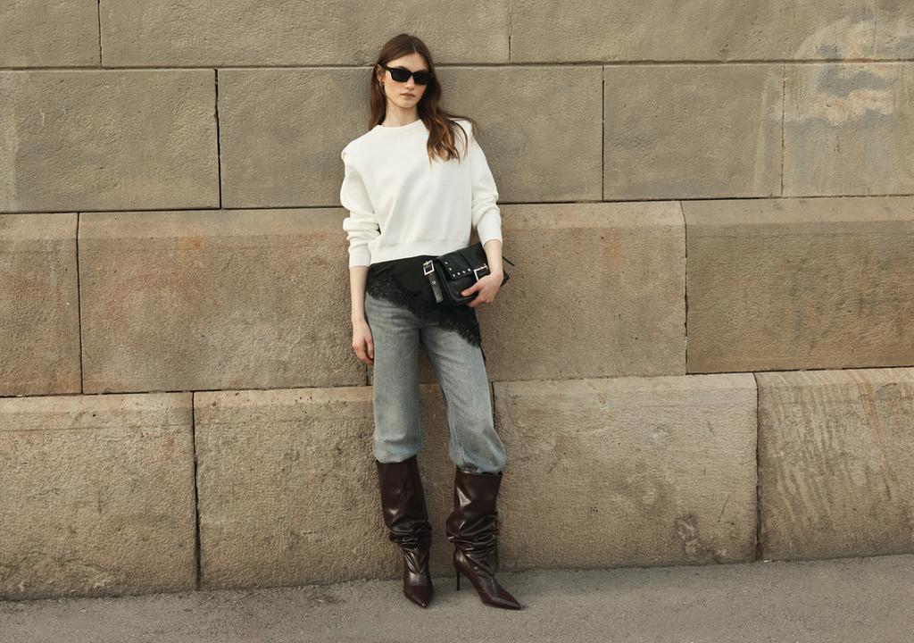 Botas tacón slouchy efecto piel