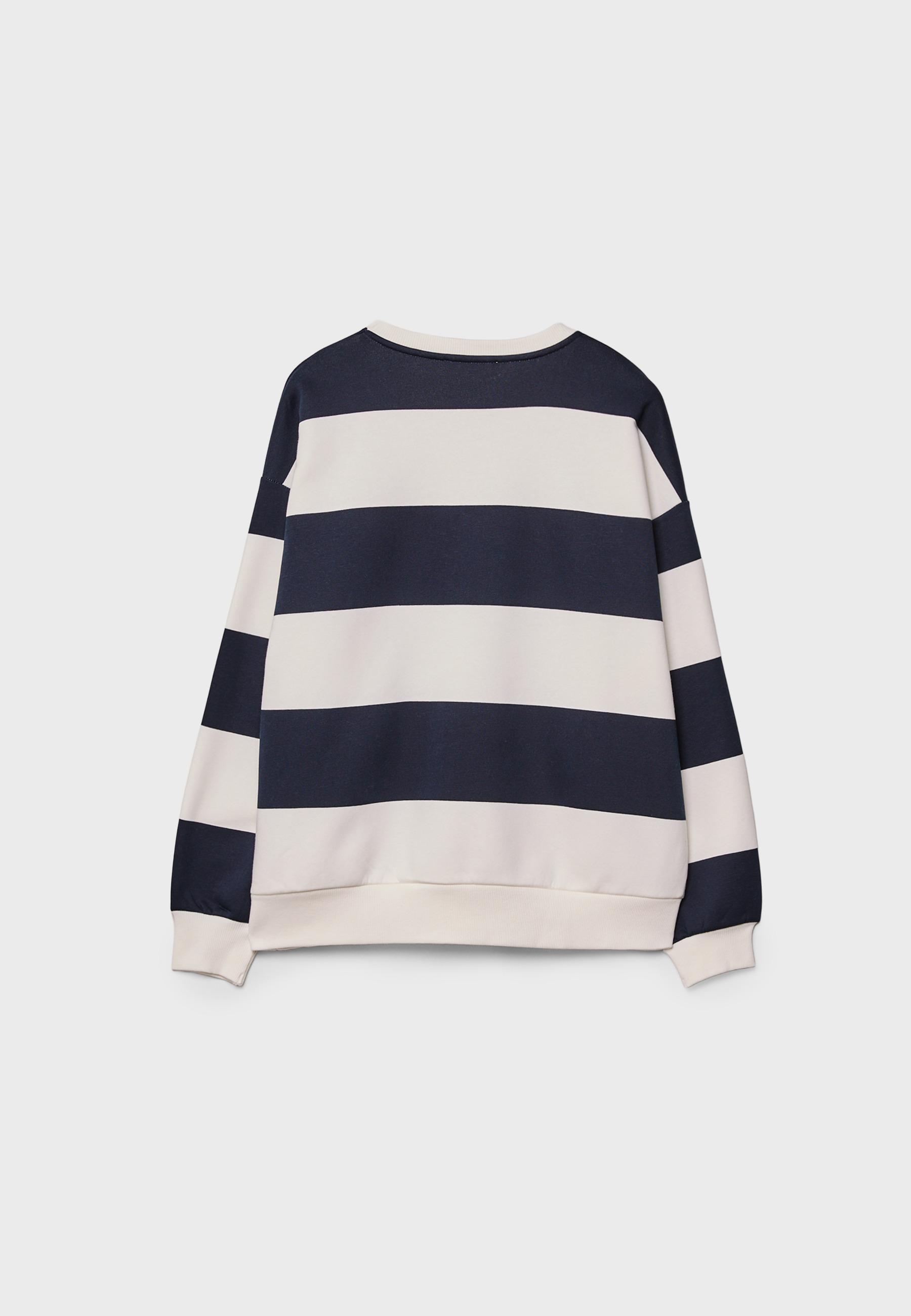 Embroidered Stripe Sweatshirt — Navy blue
